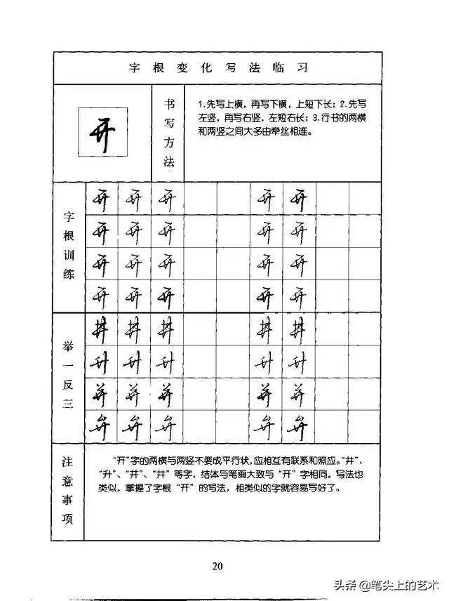 行书40个字根表硬笔图片