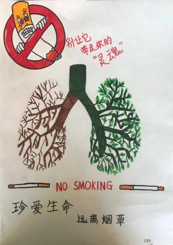 校园禁烟海报手绘图片