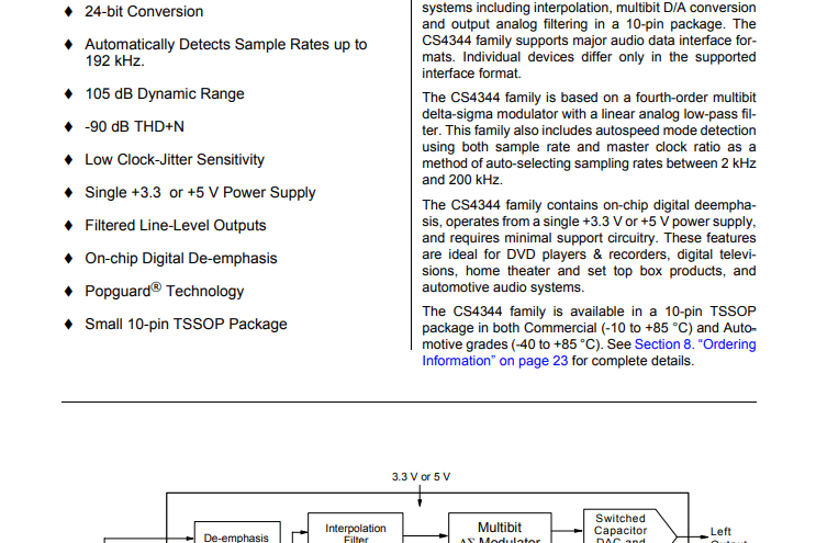引脚位立体声数模转换器
