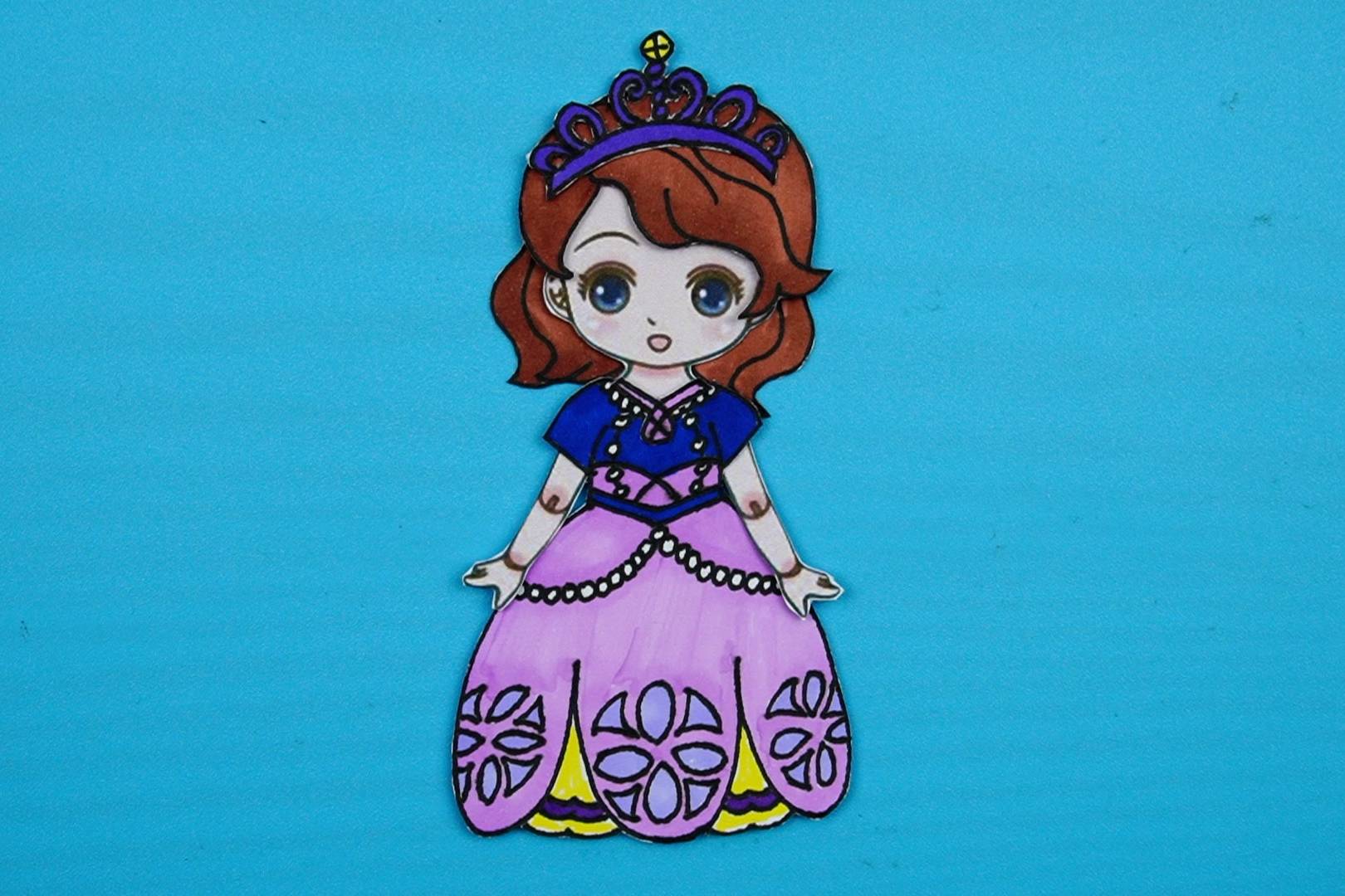 迪士尼公主纸娃娃手工可爱的苏菲亚公主