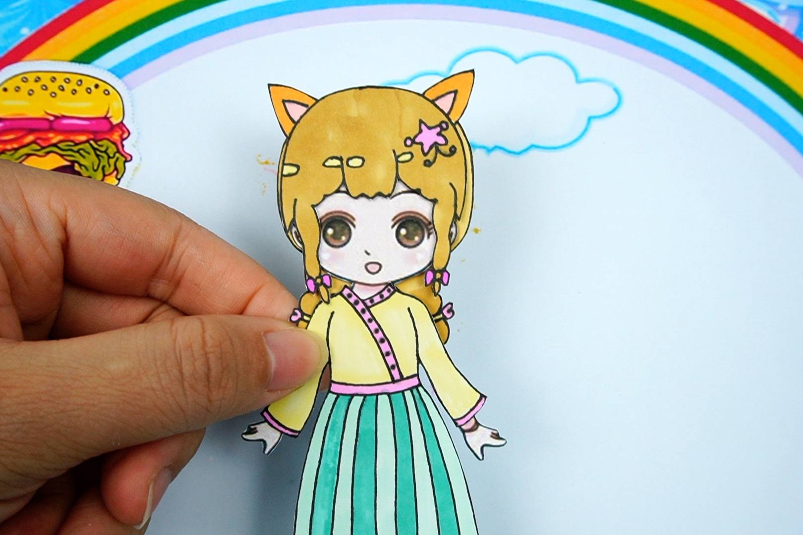 十二星座古风汉服手绘,狮子座女孩纸娃娃手工贴纸