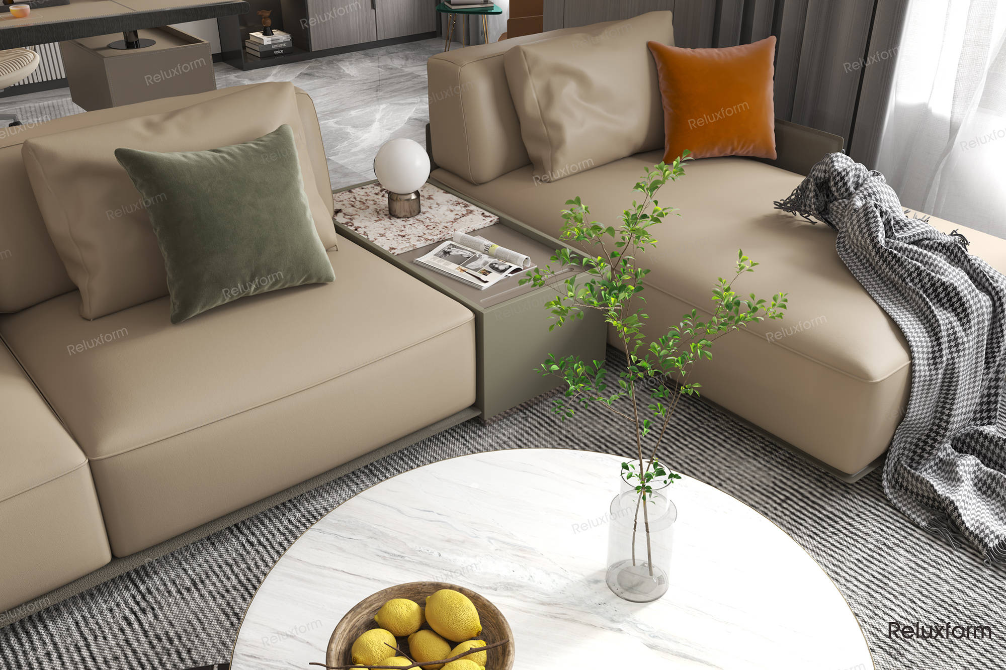 与空间里的大理石元素「dandy 沙发」如一位兼具优雅与率性的绅士与