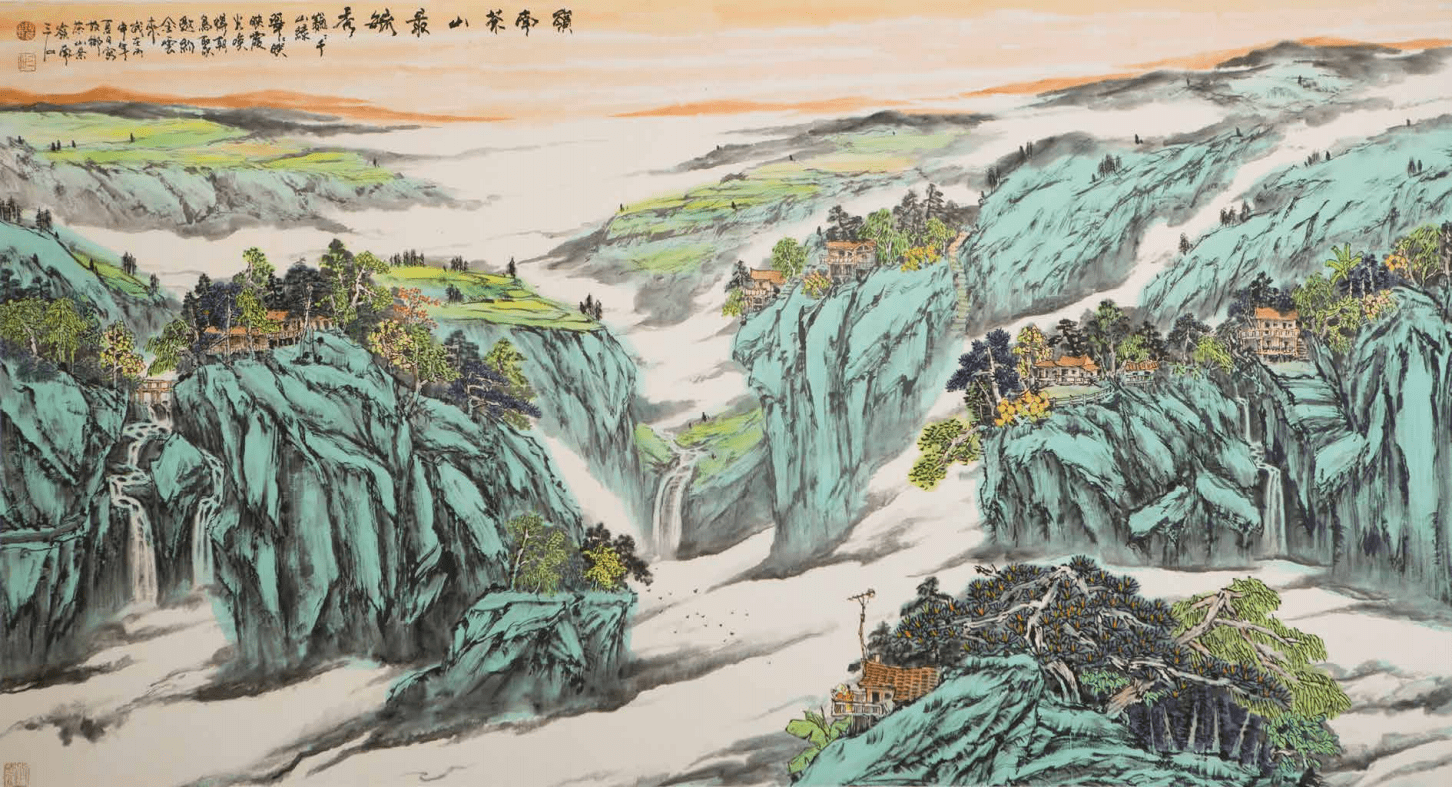 三石画家作品-岭南茶山最毓秀