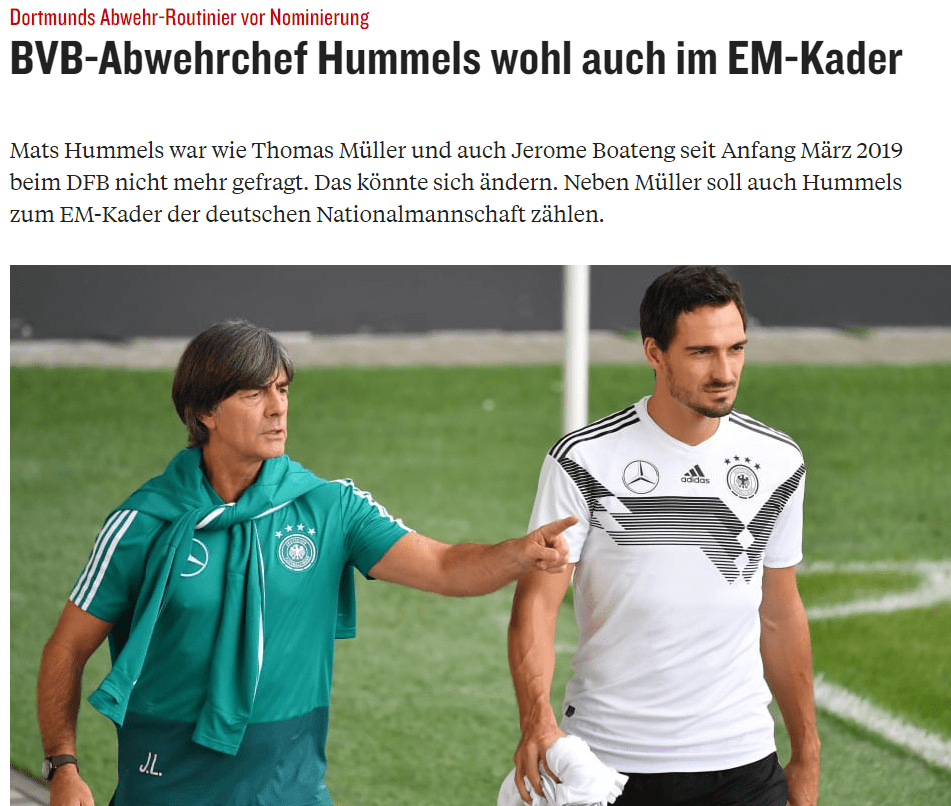 德国今天将公布欧洲杯名单 穆勒狐媚基本确定回归_胡梅尔斯