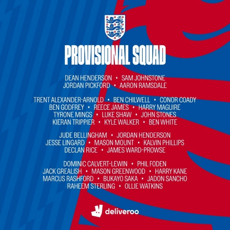 英格兰战欧洲杯名单