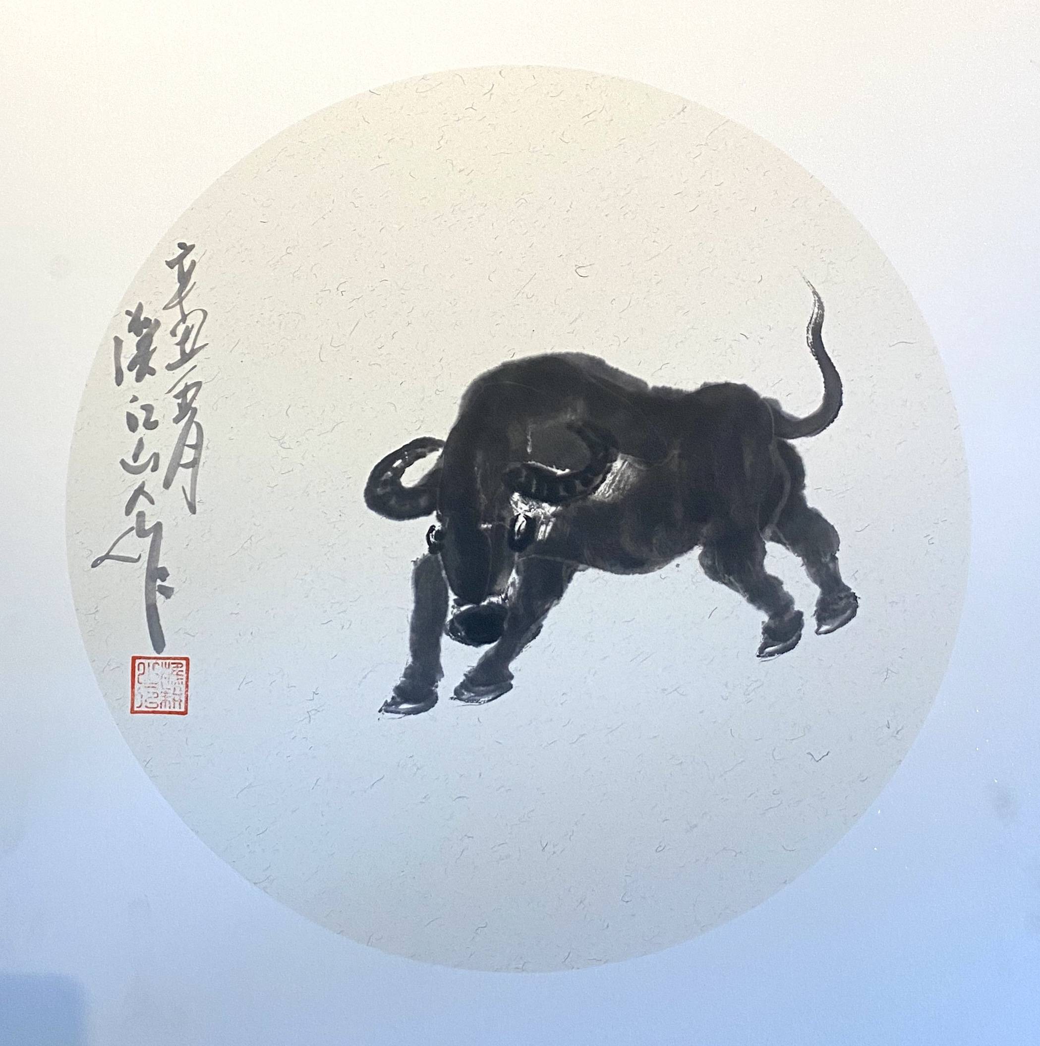 著名国画家,画牛大家,指墨画艺术大家朱祖国作品著名国画家,画牛大家