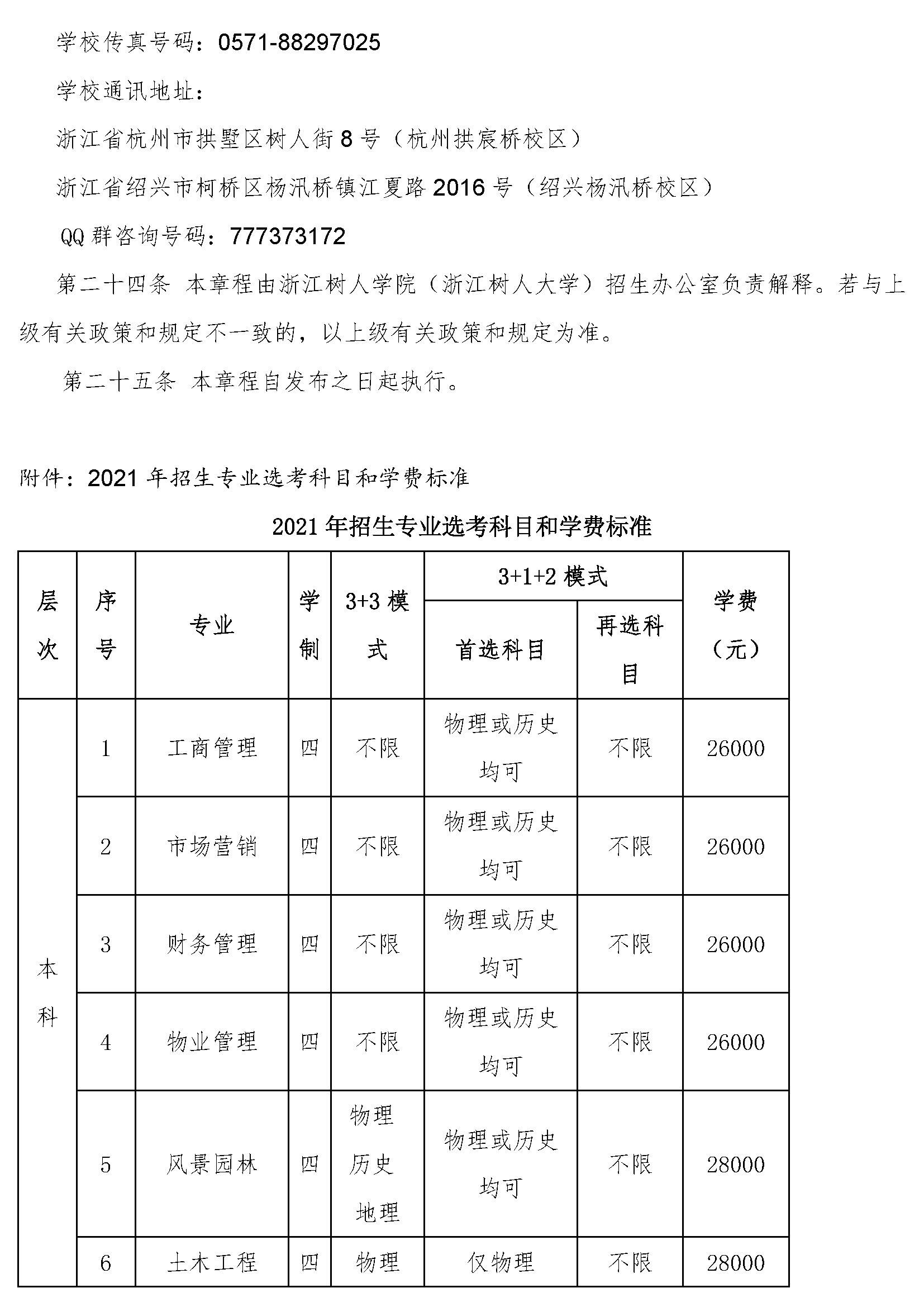 浙江树人学院浙江树人大学2021年招生章程