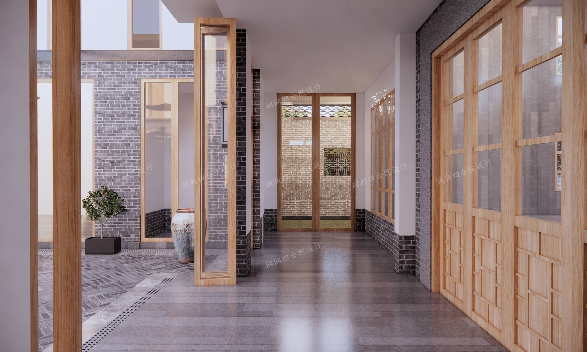 甘肃白银混搭型现代四合院中式合院公司接待中心润润四合院设计刘鹰