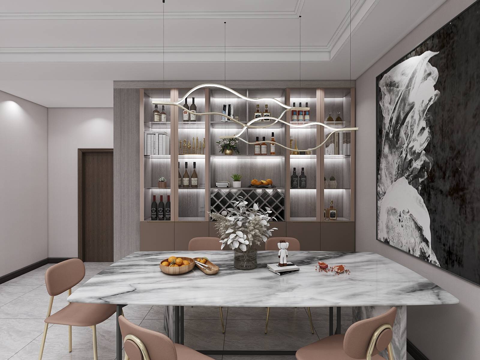 轻奢风酒柜设计效果图