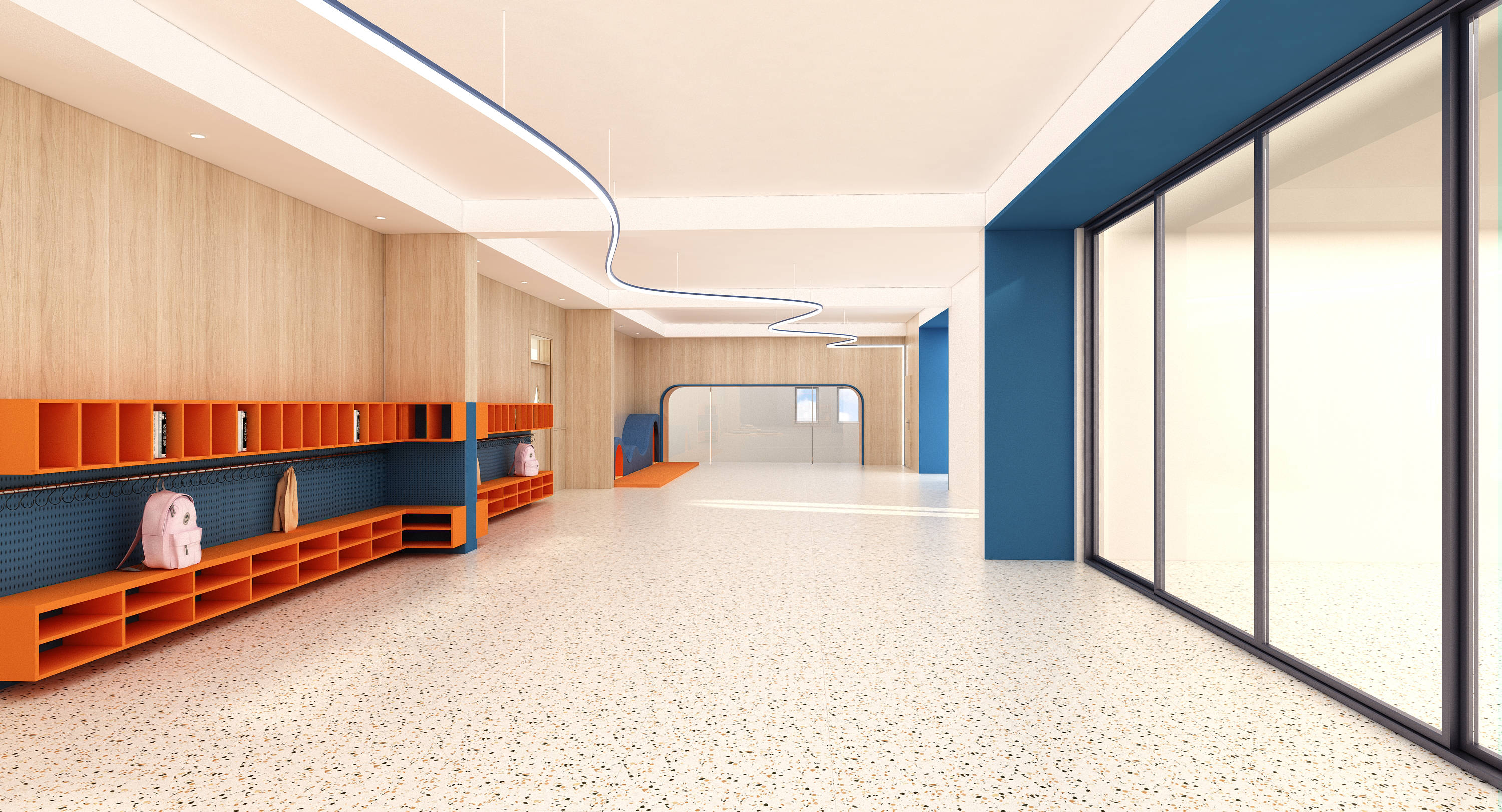 青岛幼儿园设计天启星幼儿园打破边界用色彩点亮童心