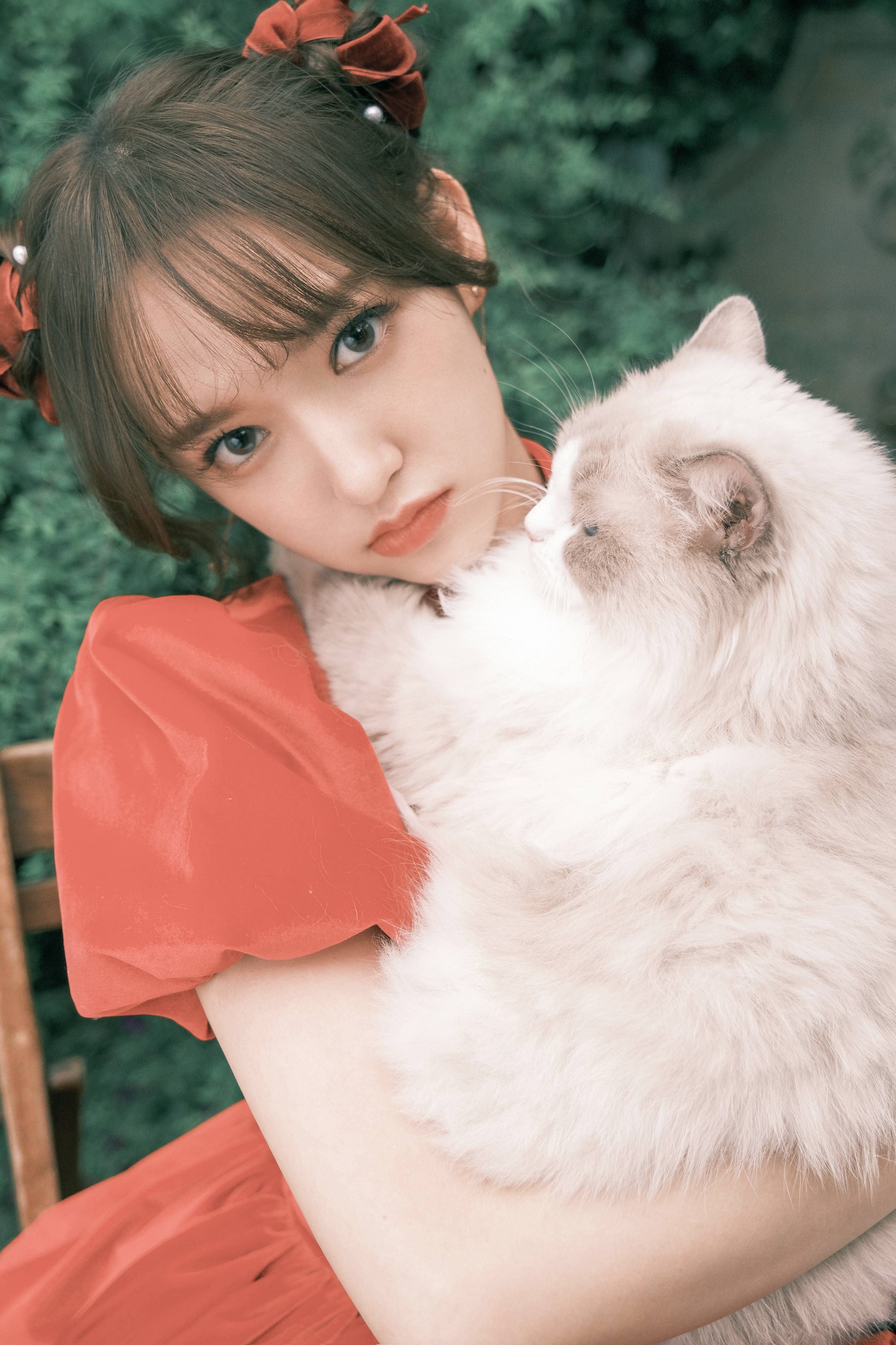 程潇与宠物susu拍萌宠生日写真 大秀美背妩媚动人