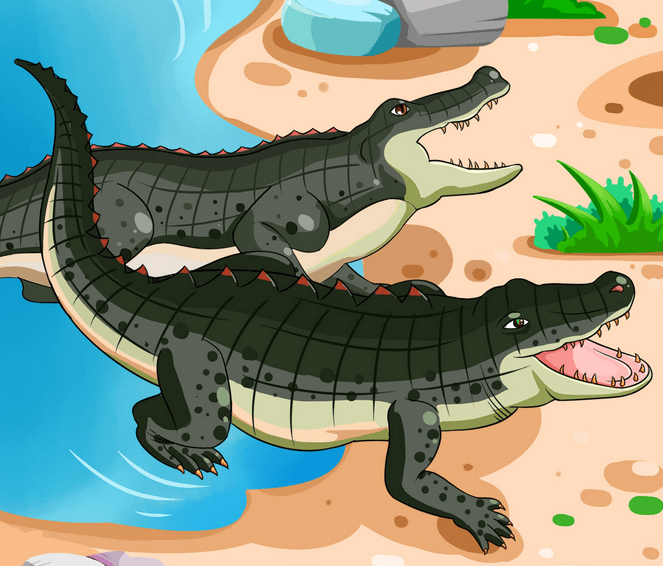 原创绿狐狸历险记27两只提问题的鳄鱼