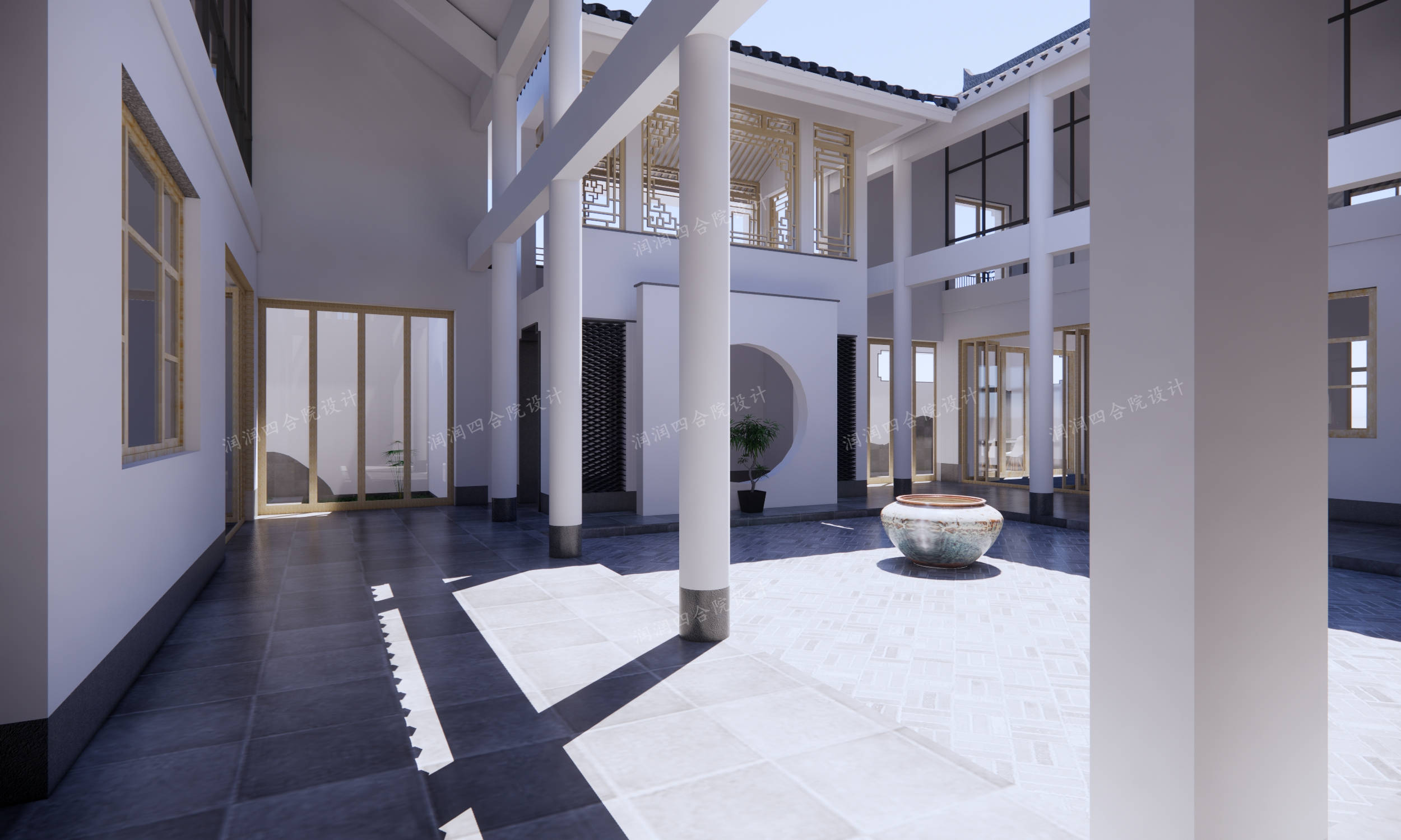 东厢房檐廊看向餐厅旁的小院——润润四合院设计刘鹰原创一层厢房