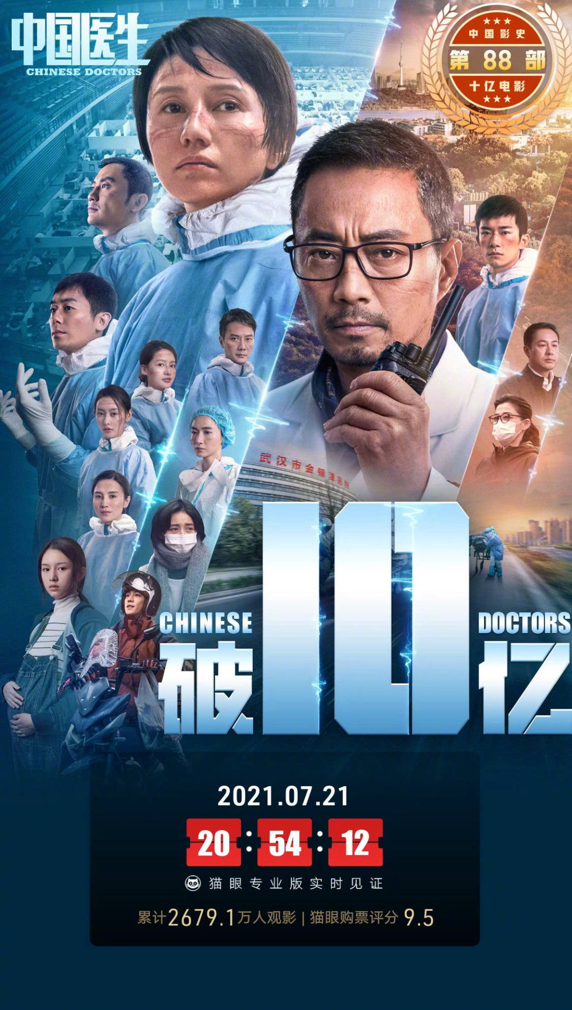 2021年电影票房排行榜_《中国医生》票房破10亿,冲刺2021年度票房TOP3