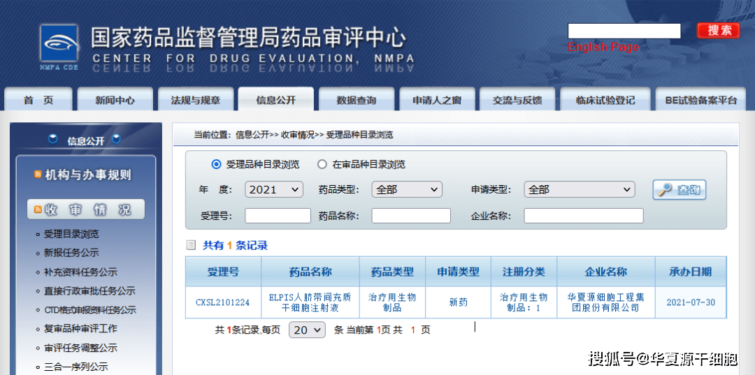 治疗|华夏源“ELPIS人脐带间充质干细胞注射液”获国家药品审评中心受理