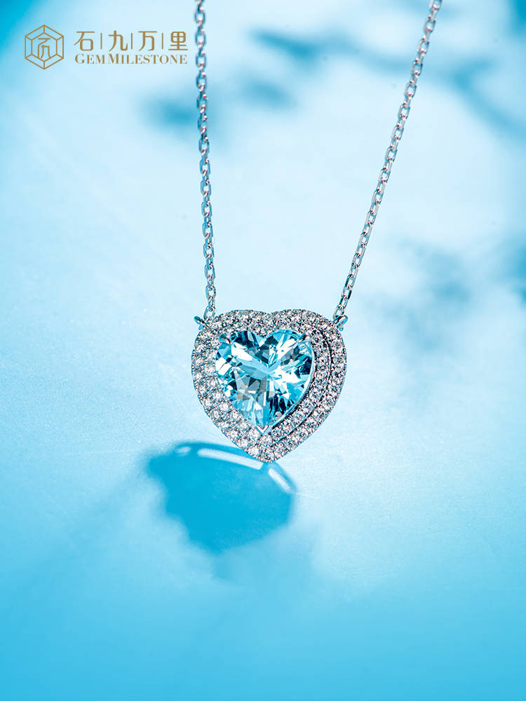 心形海蓝宝项链演绎心动时刻,助你收获爱情!