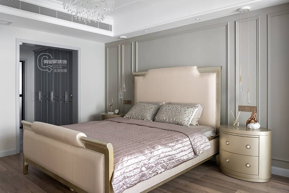 保利观塘香颂240平米叠拼别墅现代美式轻奢风格装修设计案例作品