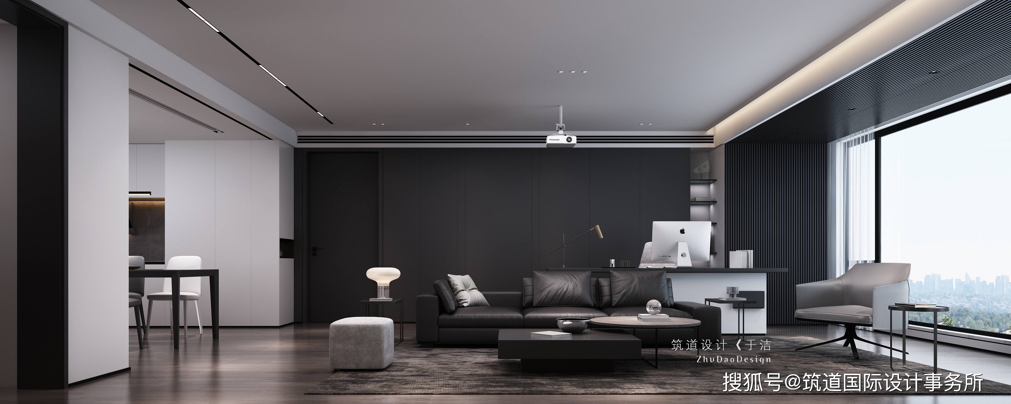 黑白灰的后现代简约风格客厅是当下很受人们欢迎的一种设计搭配,或白