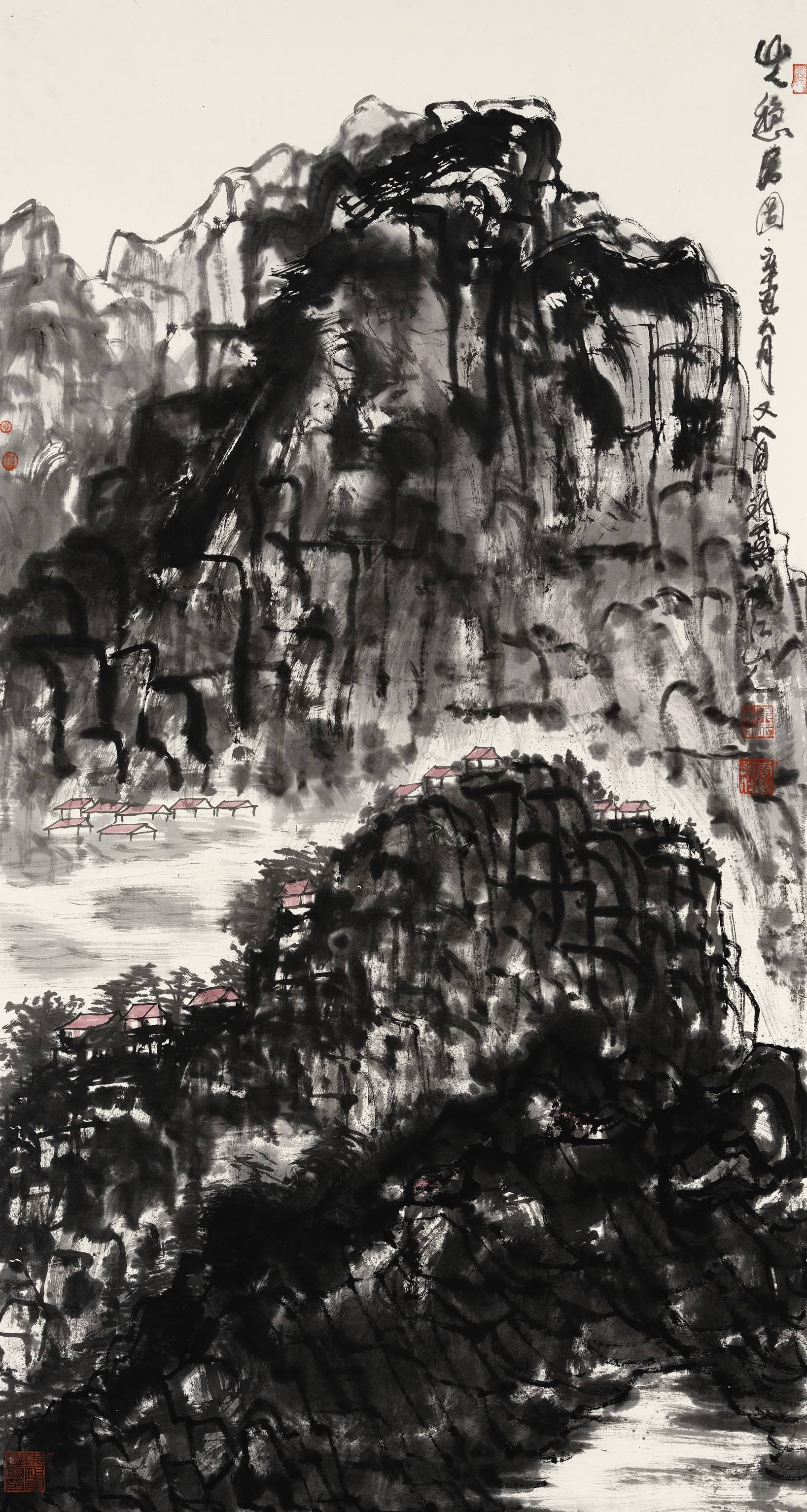 情寄山水笔画雄鹰国画家画鹰大家指墨画艺术大师朱祖国