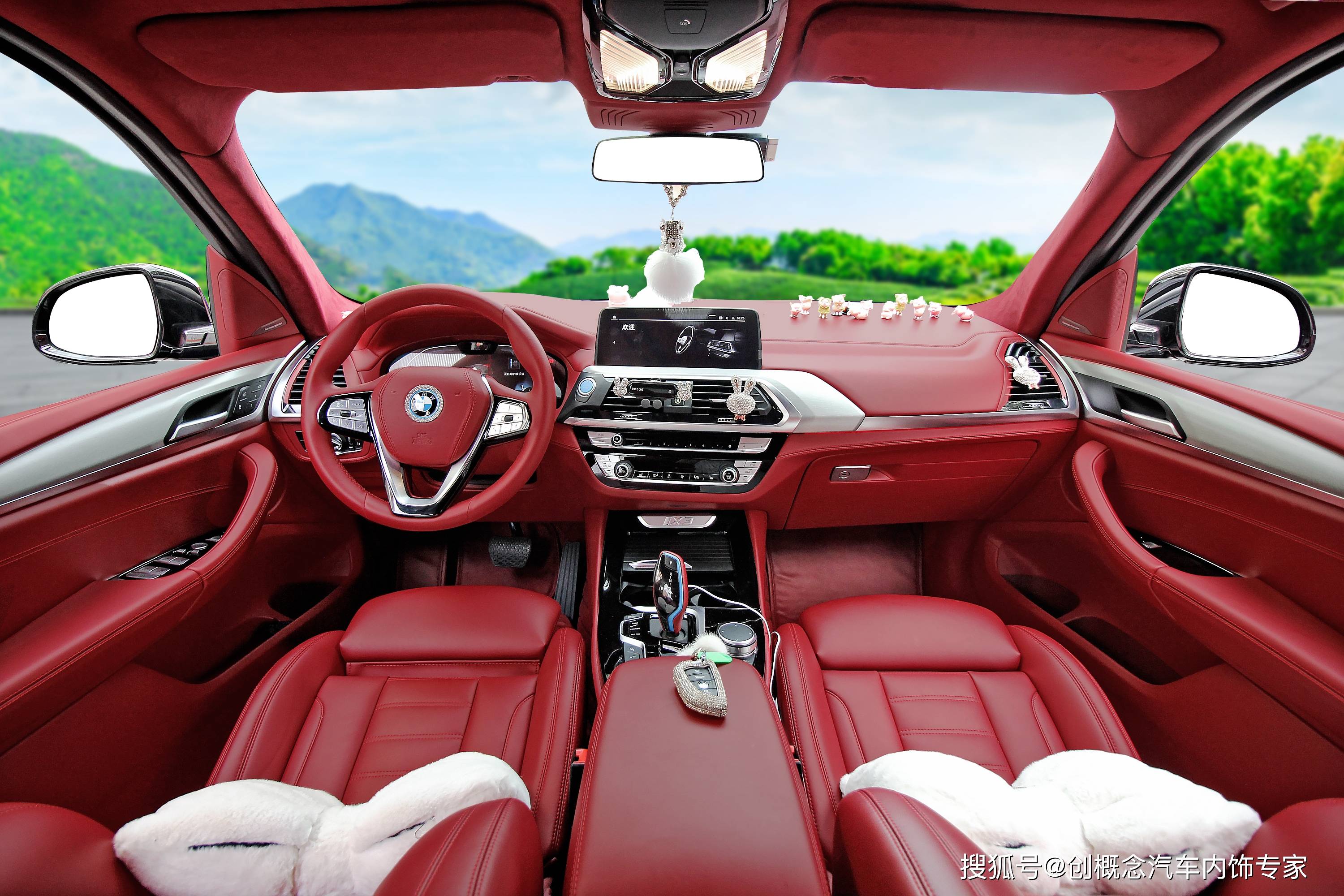 深圳宝马i3五座内饰改装,红色华丽的气场,彰显出了高贵_搜狐汽车_搜狐