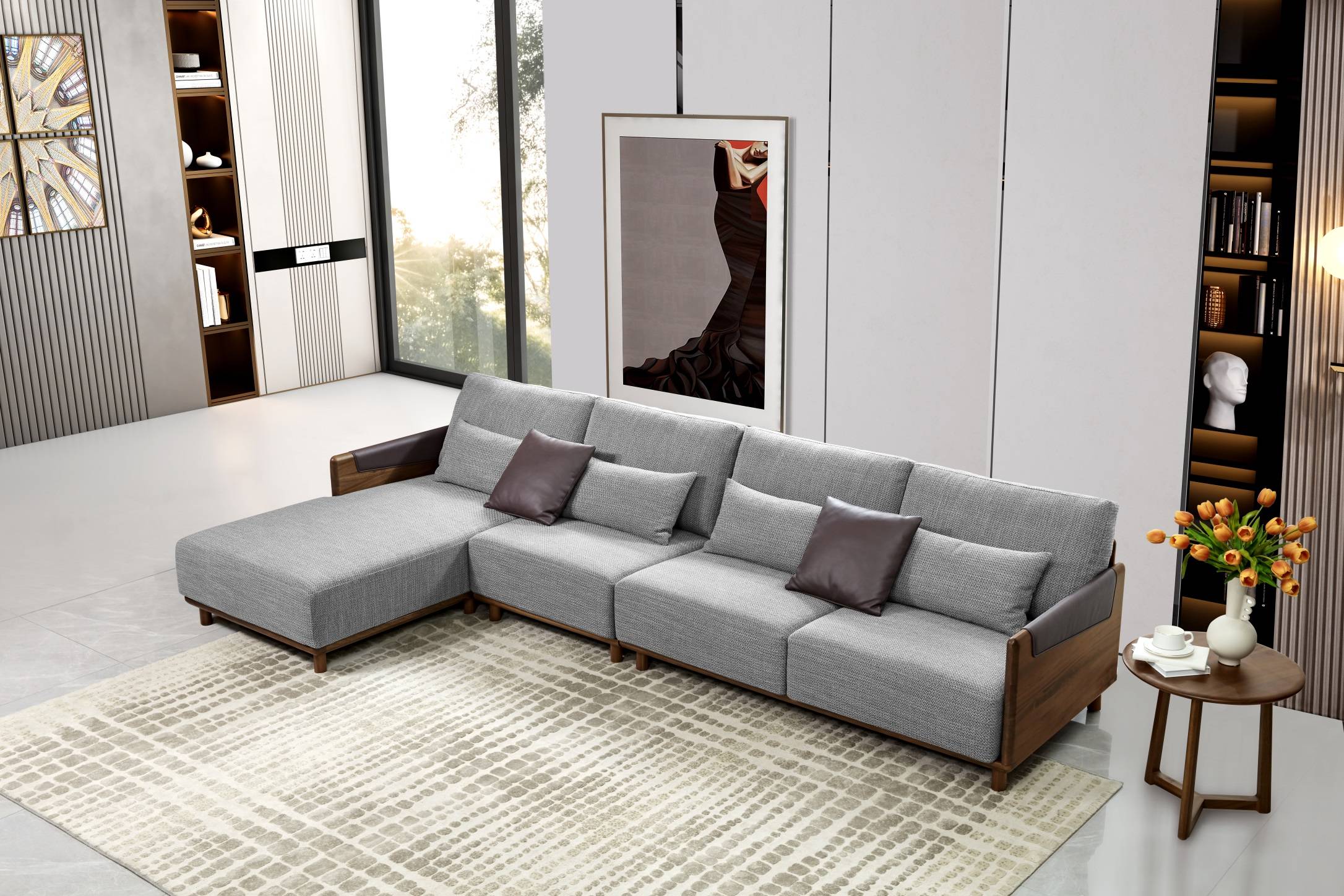 闰年现代胡桃丨实木家具不时尚ds6065沙发打破你的刻板印象