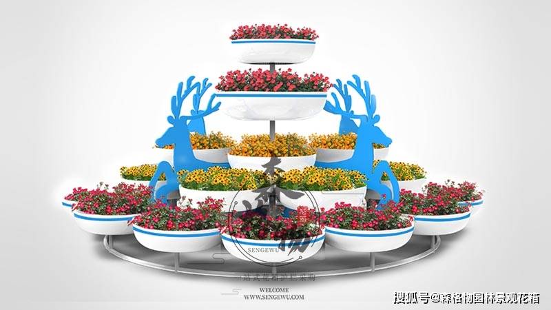 多层金属艺术花架 几款造型简单的户外立体花架_森格