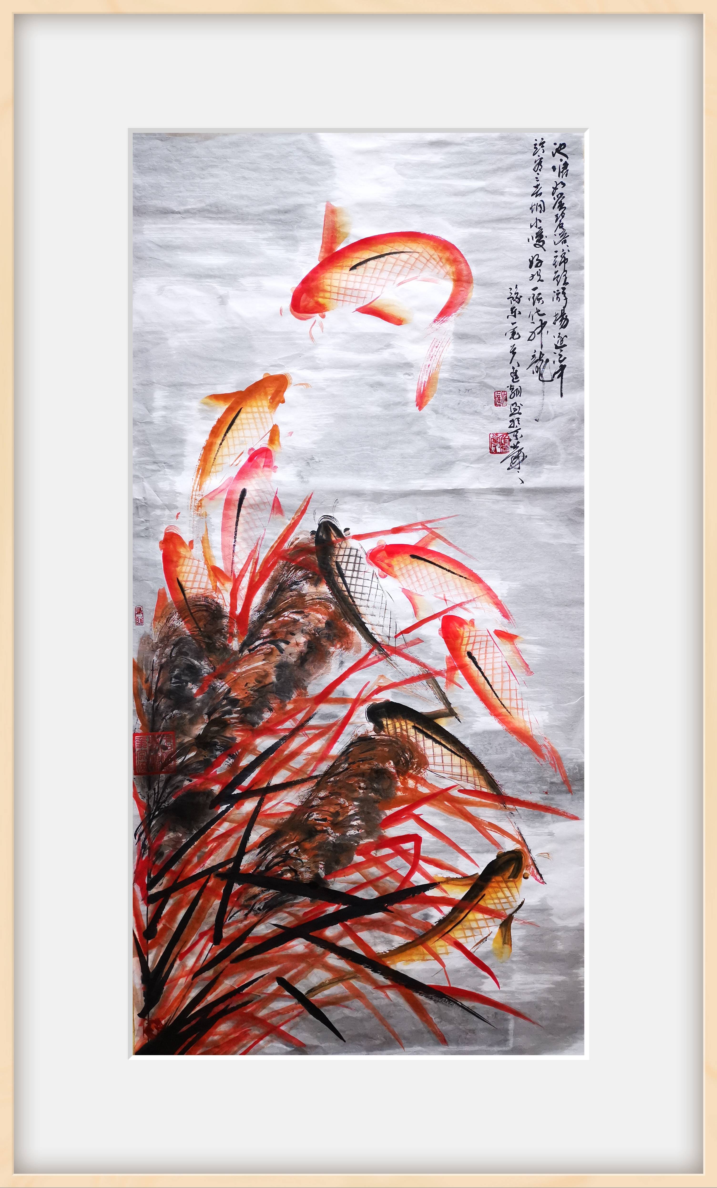 李进潮画家中原一笔画鱼人_国画院_作品_中国