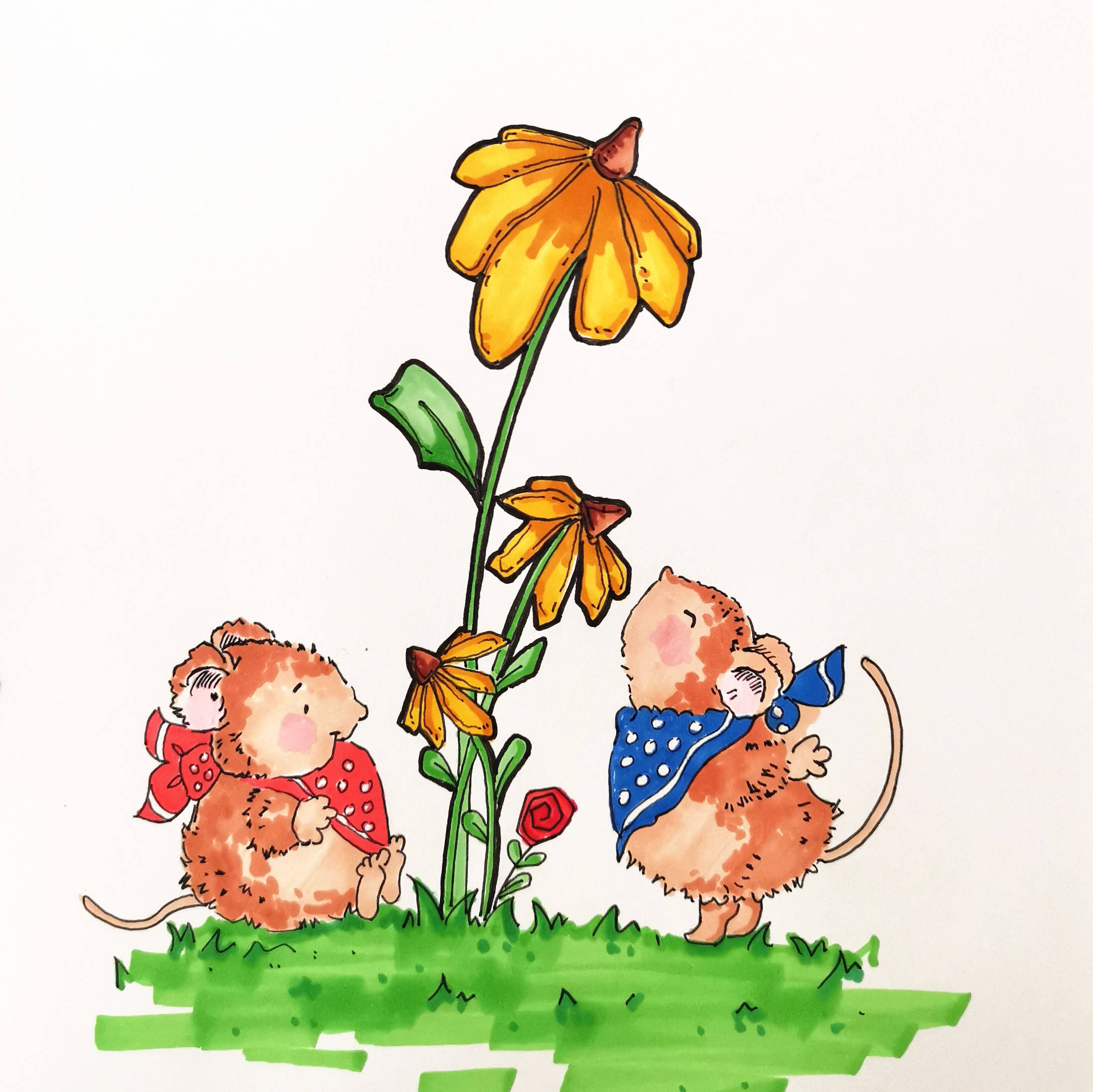 画师戳戳教你画小鼠和小花