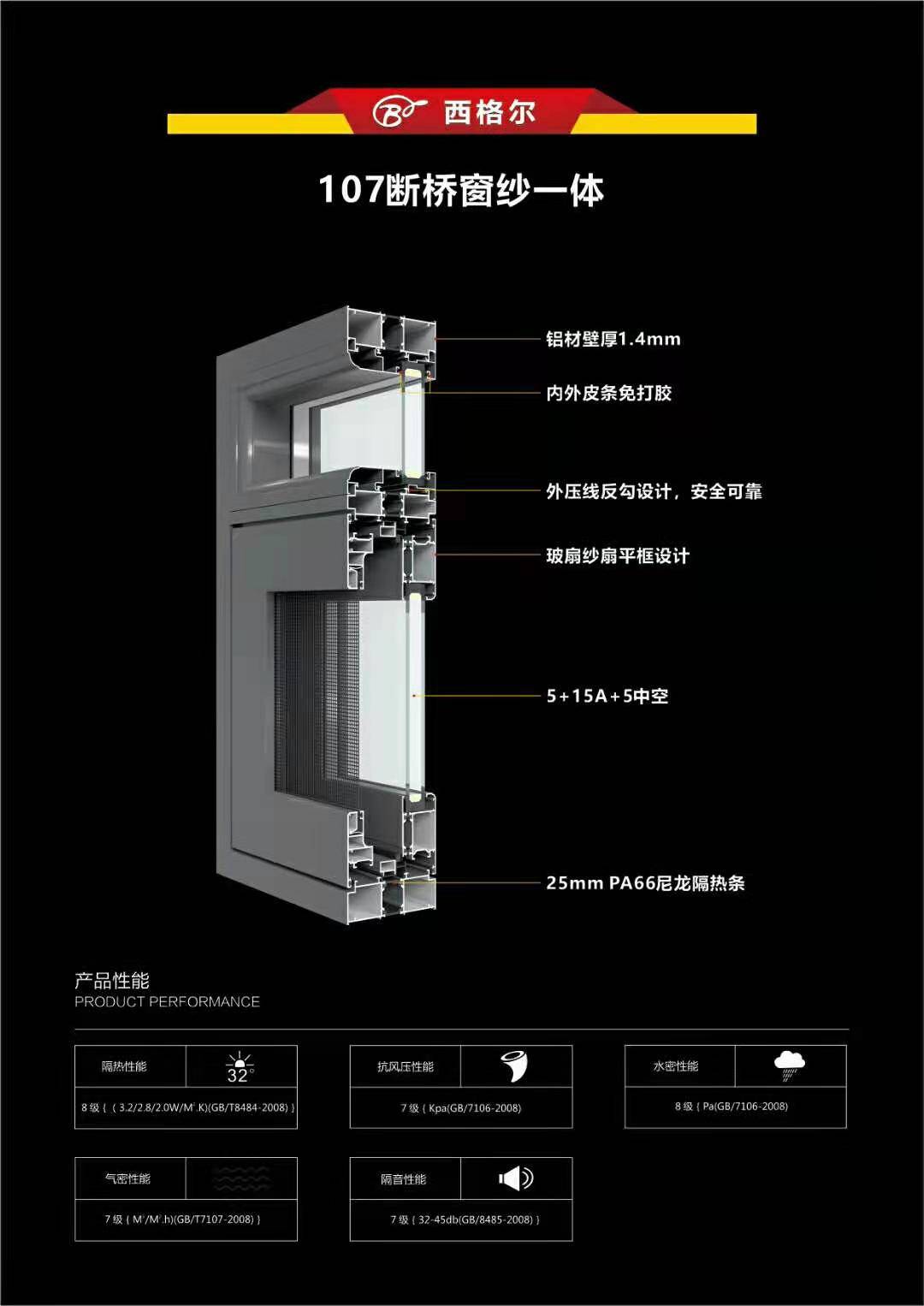 南昌西格尔断桥铝窗纱一体平开窗图片展示