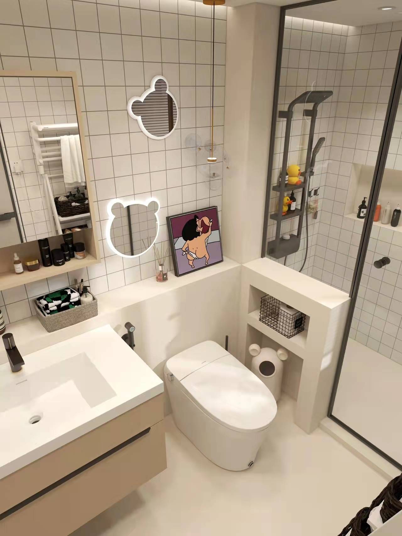 浴室装修 篇十二：3.9平米卫生间|壁挂式智能马桶|新家居装修_卫浴用品_什么值得买