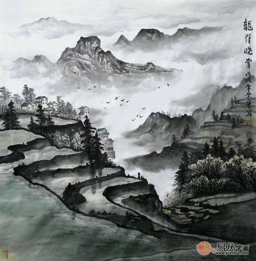 画家张景芳 笔墨尽舒山河 古朴清雅雄浑大气_山水画_个性化_极具