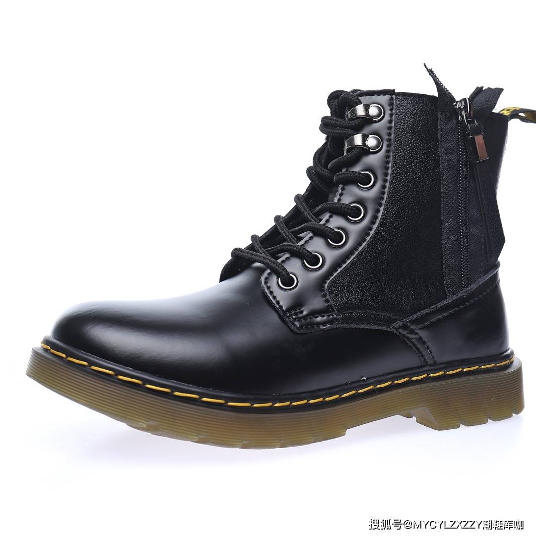 图标 马汀博士Dr. Martens Jadon Boots Zip1465 马丁靴硬皮黑侧拉链 J048235-06