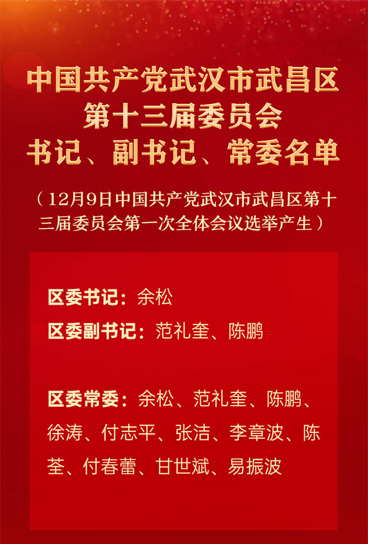 武漢13區新一屆區委領導班子產生全名單來了