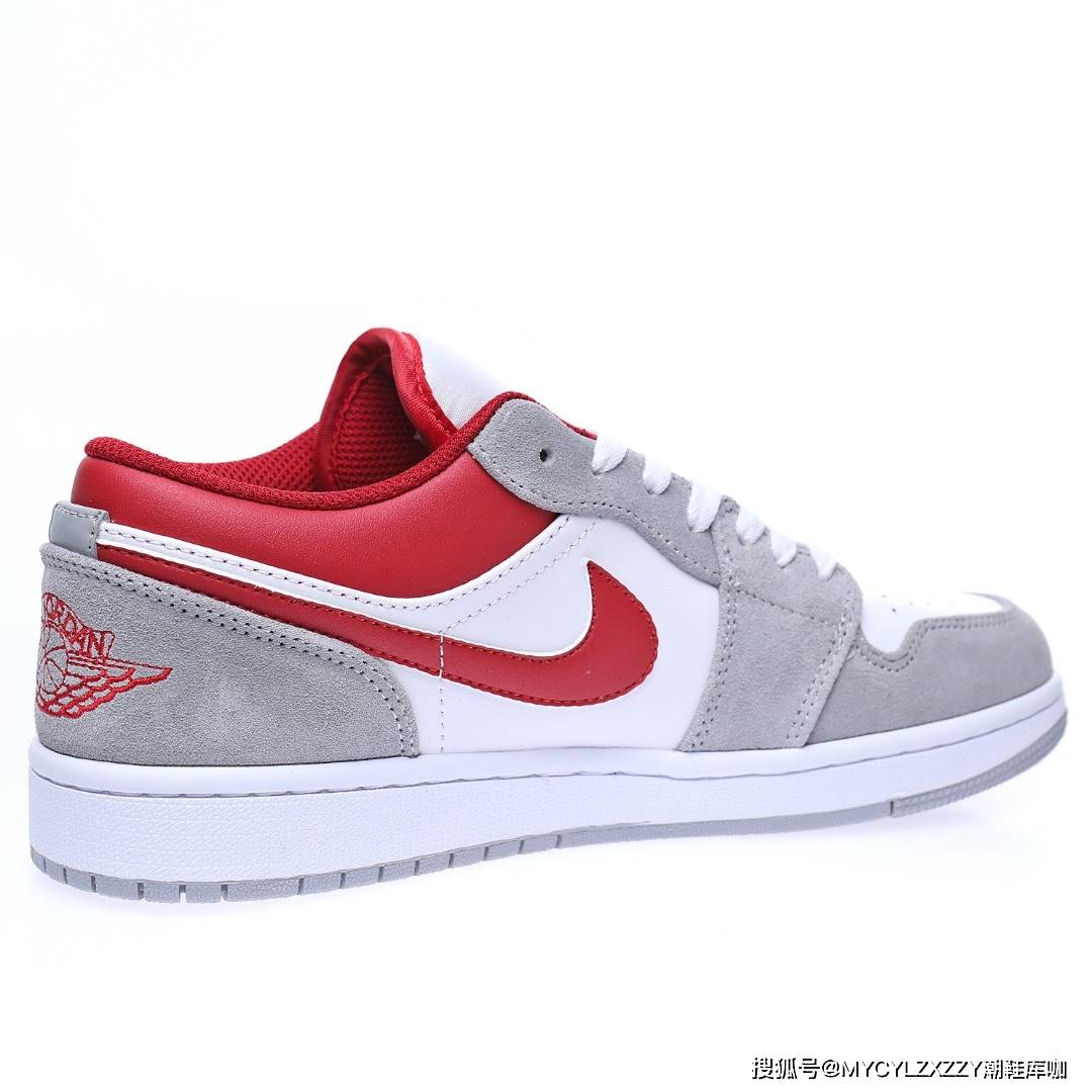 nikeairjordan1lowaj1乔丹一代低帮运动篮球鞋浅灰白大学红dc6991016