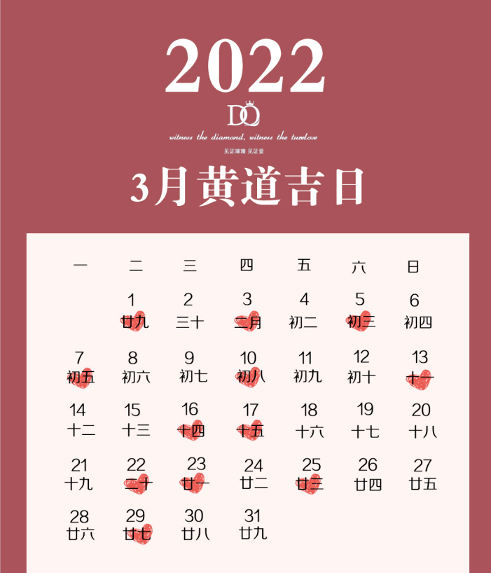2022年3月1日日历图片