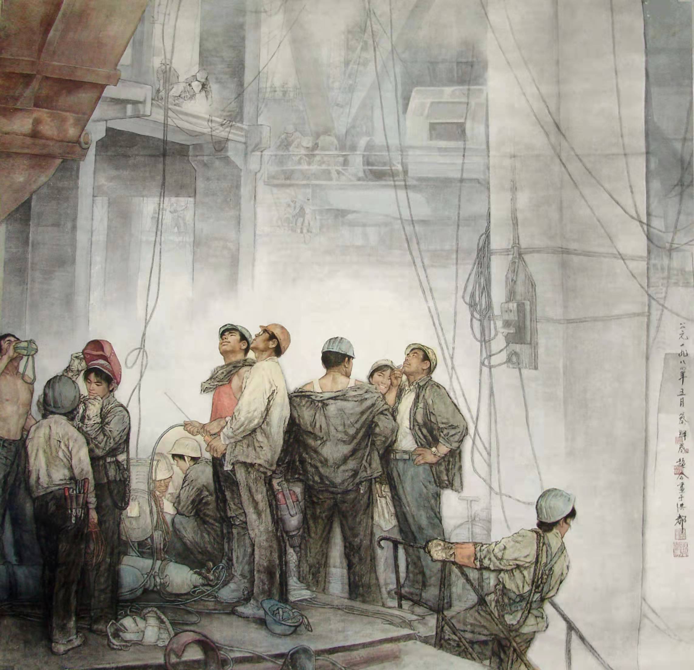 路子,十多年过去了,蔡群矢志不渝地坚持从事工业题材国画的探索与创作