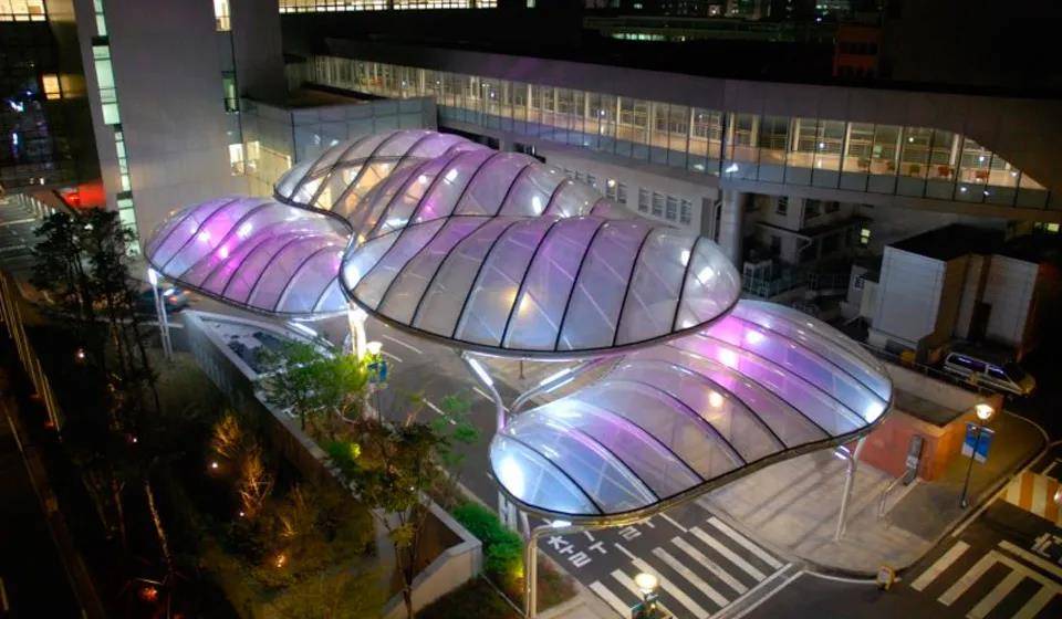 etfe膜结构丨医院入口的温馨etfe气枕屋檐_allen_患者_建筑