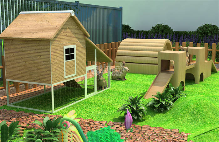 幼儿园里的饲养区也可以变成动物森林