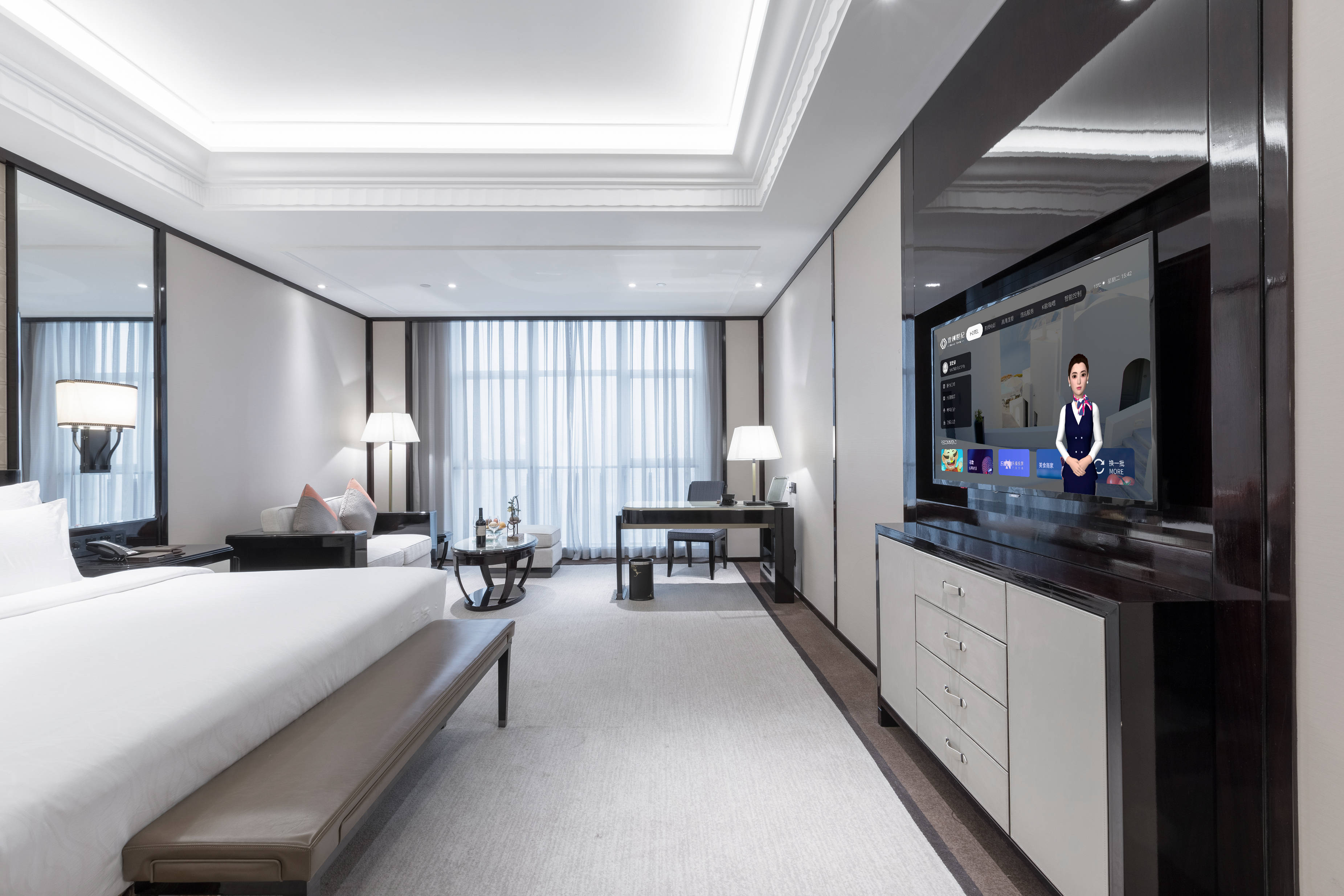 壹创世纪ai虚拟管家智慧酒店天花板颠覆你对酒店客房的所有想象