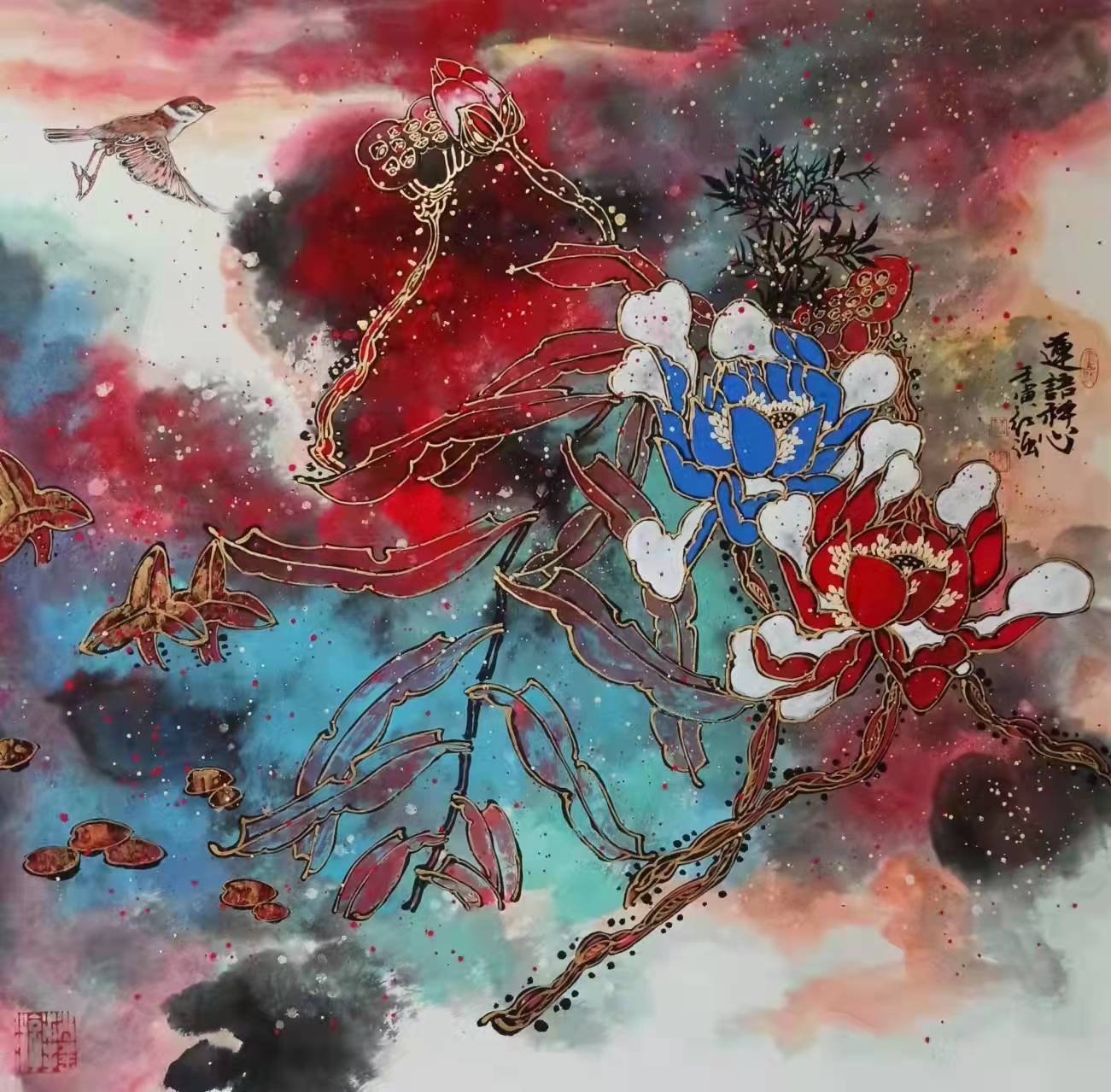 【作品欣赏】岳红强先生以泼墨泼彩画风为主,以墨表