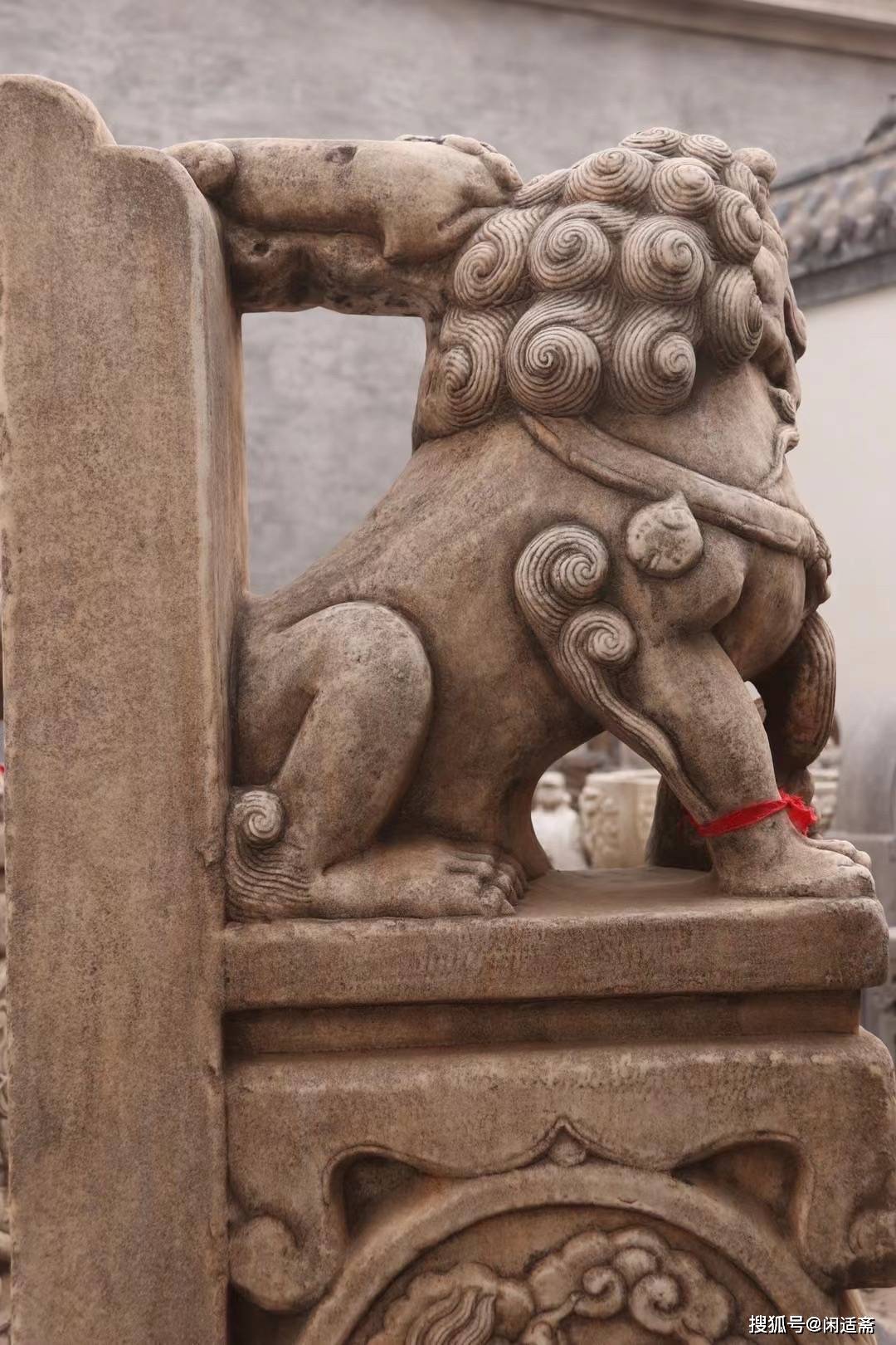 中式庭院,汉白玉石,牌坊抱鼓麒麟门墩狮_狮子_雕刻_象征