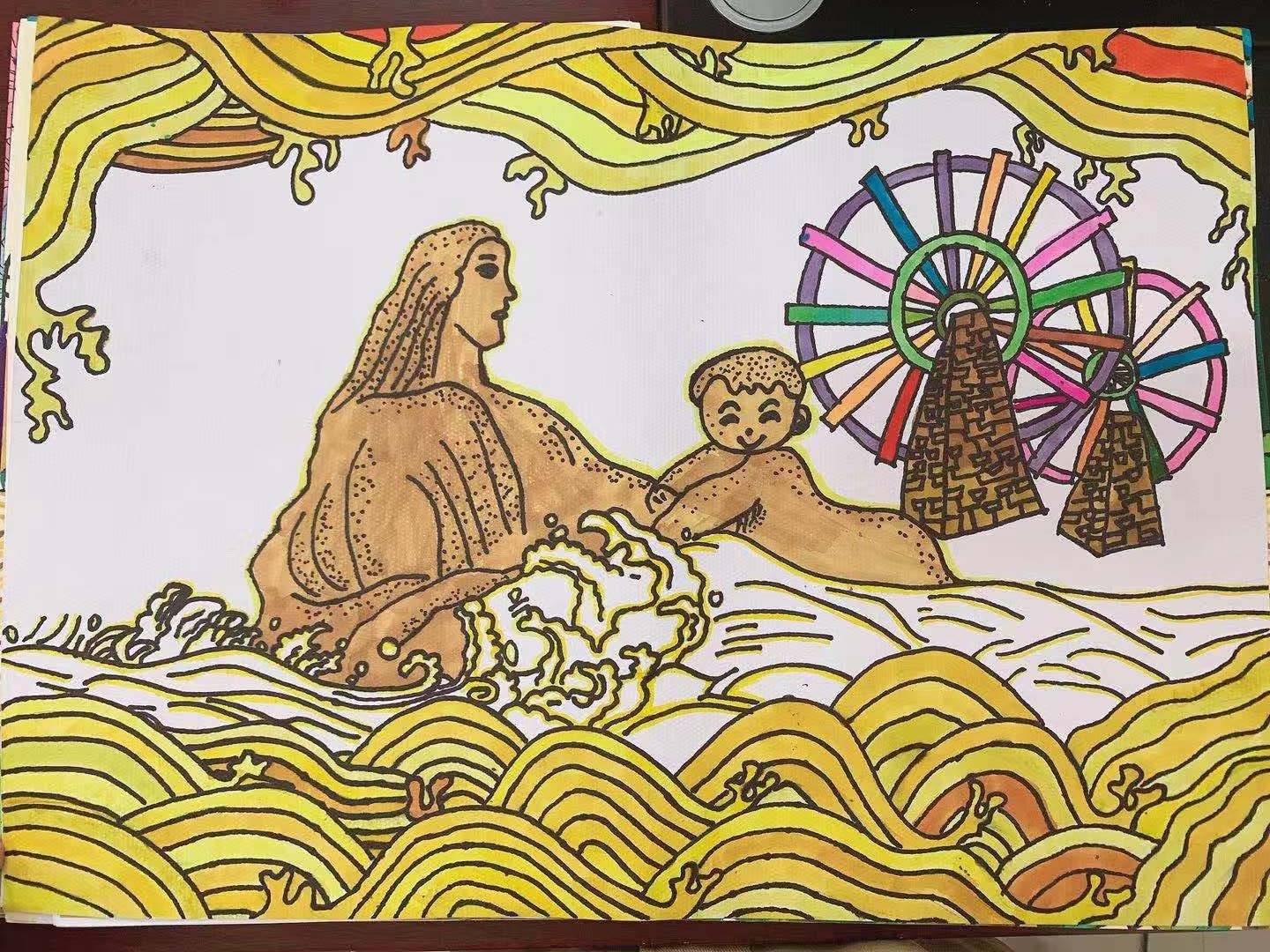 五二班陈瑜同学的"黄河母亲"(花园口小学张振华 李佳怡 陈玉霞)