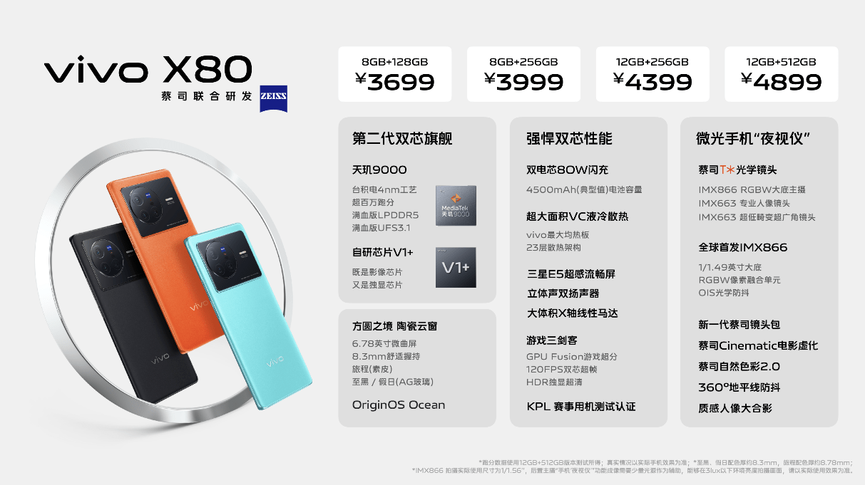 vivo X80发布，天玑9000、V1+双芯合璧推动旗舰手机再突破