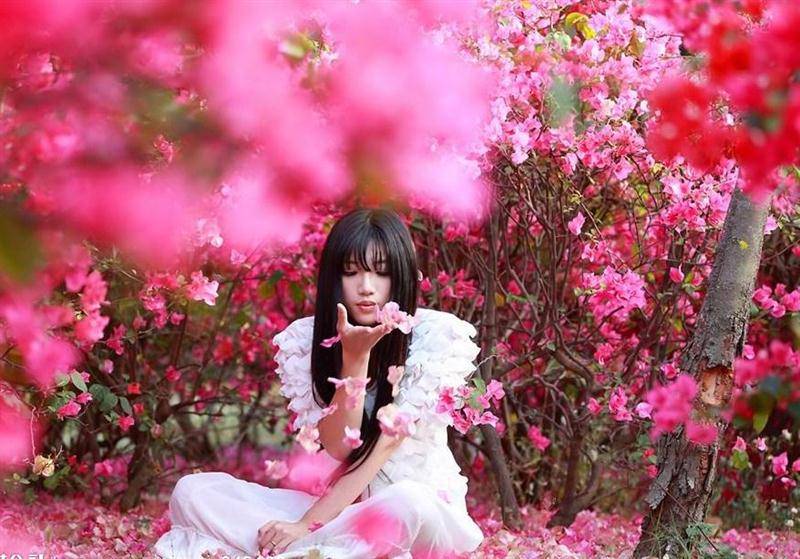 爱花的少女文周延锋现代诗美文美图