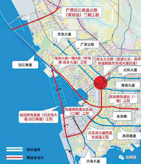 妈湾跨海通道及其他规划线路示意 丨空港方面,太子湾邮轮母港,深圳湾