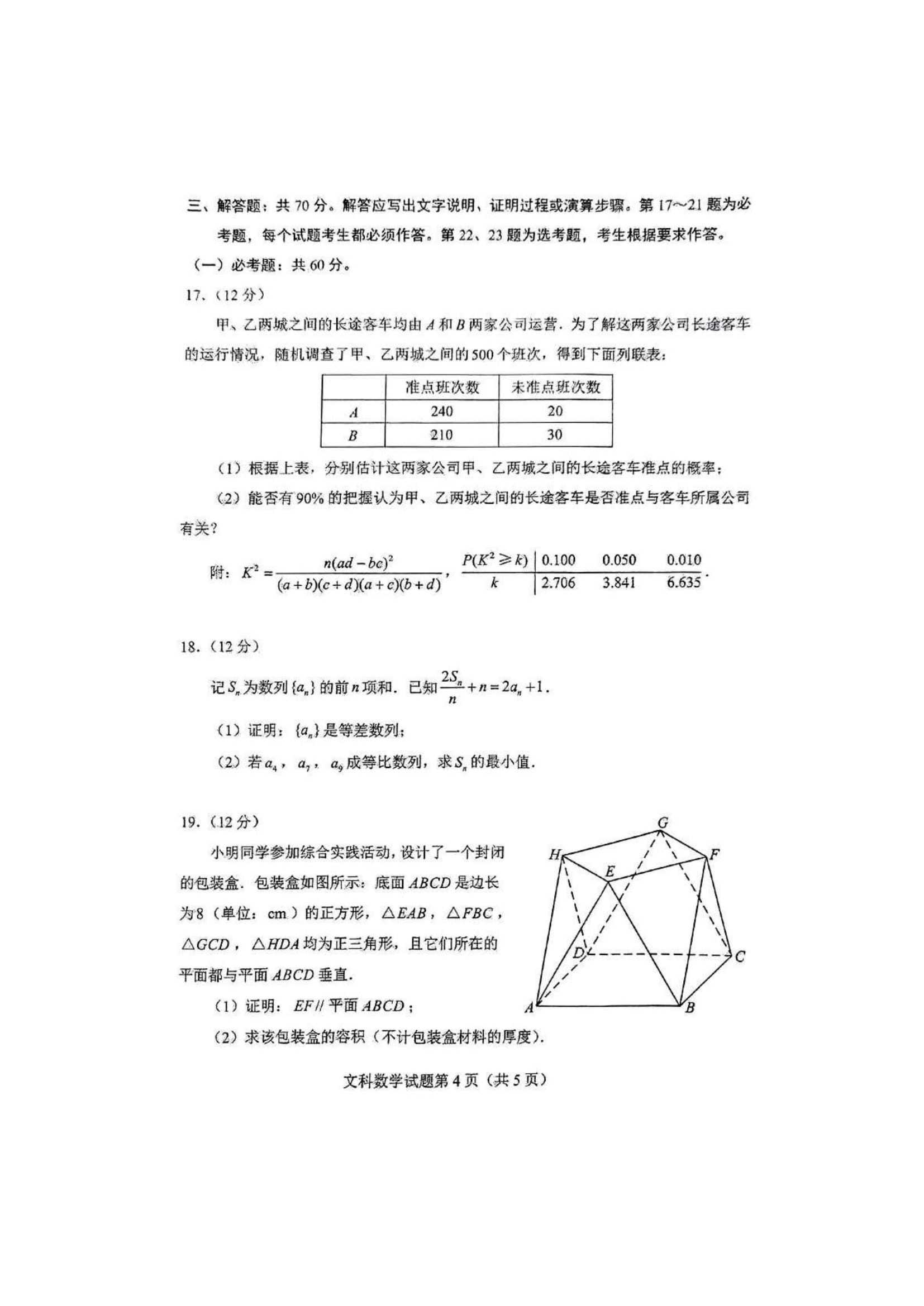 2022年全国甲卷文科数学高考真题！