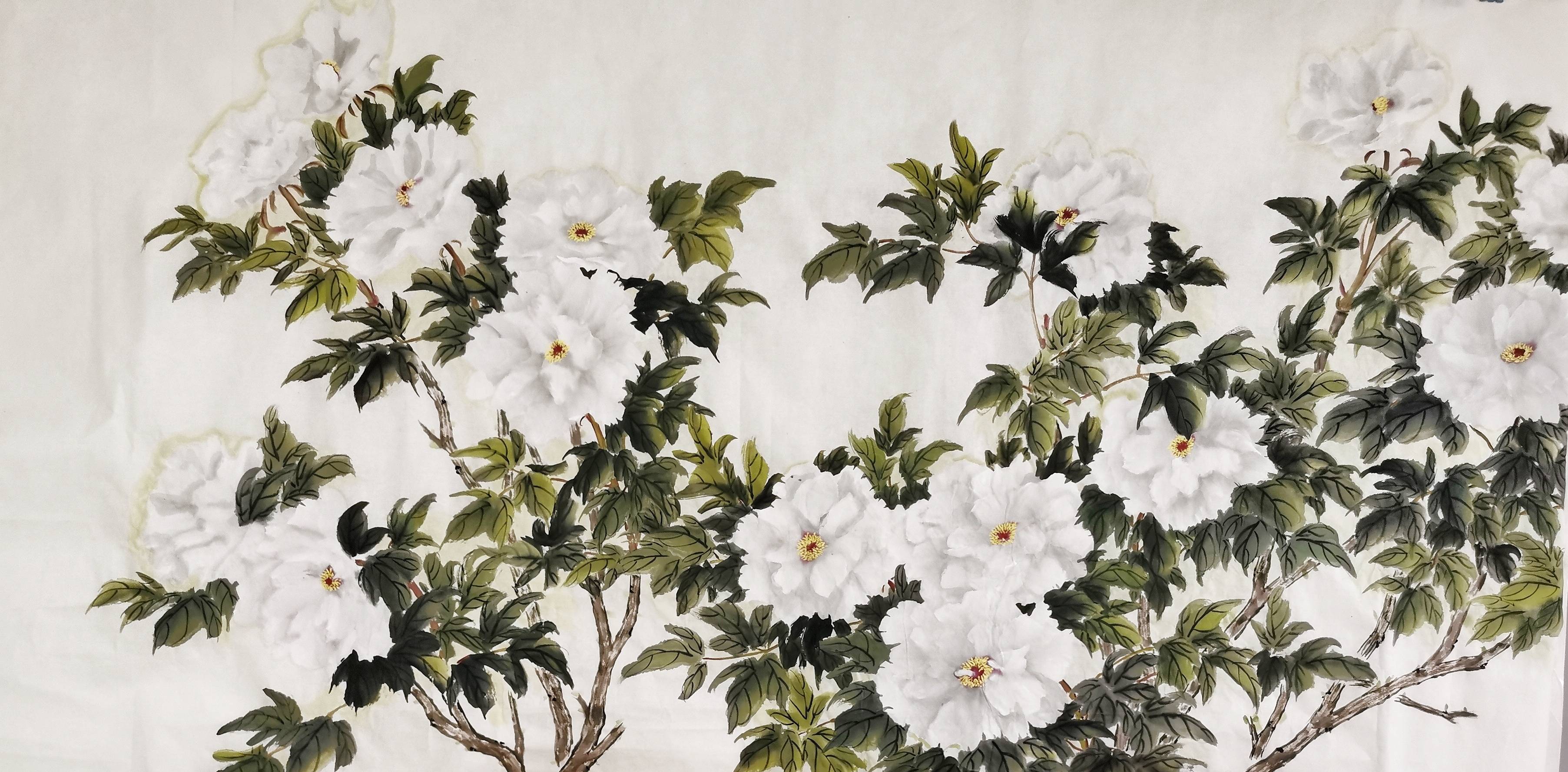 王美云国画牡丹--四尺小写意花鸟画-搜狐大视野-搜狐新闻
