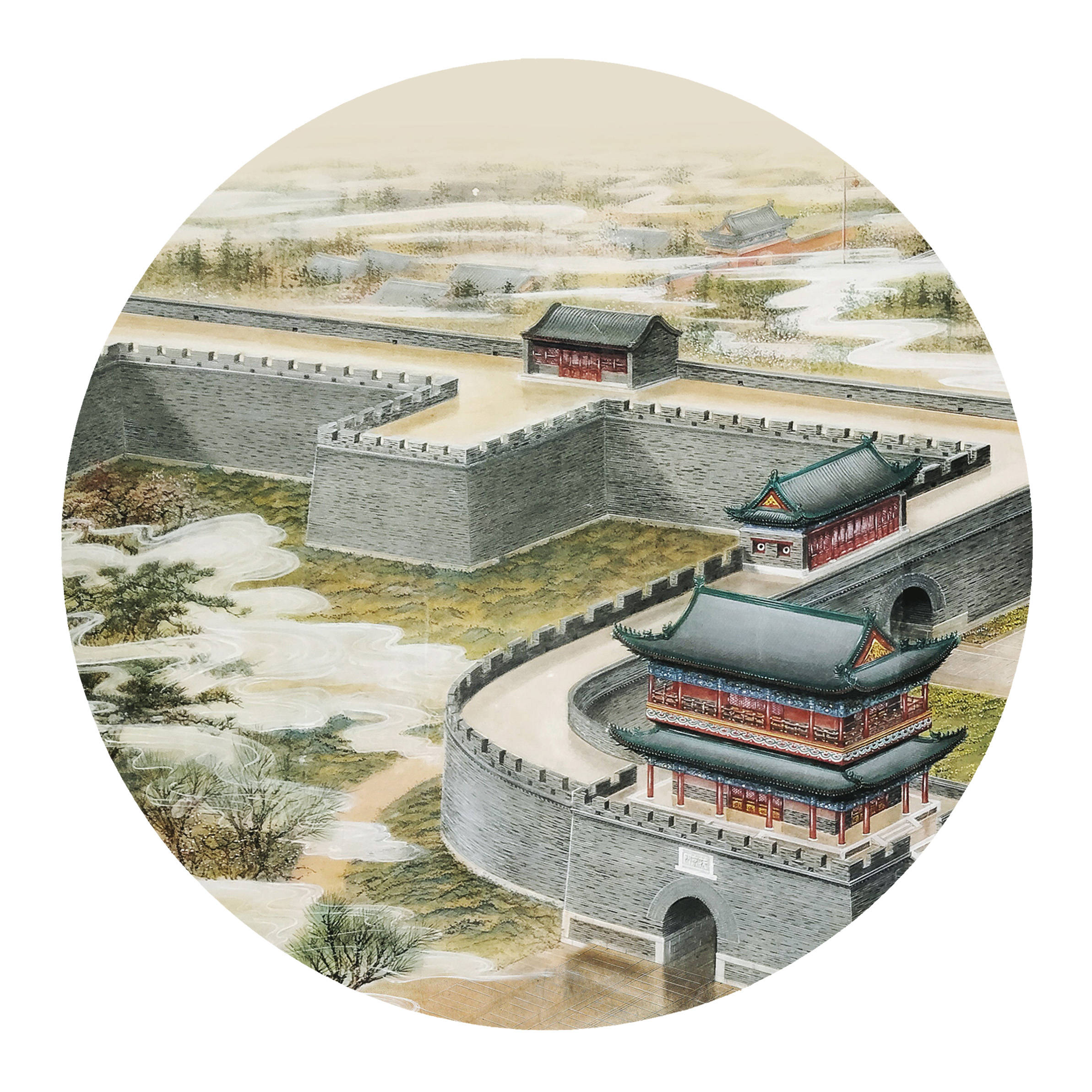 昌平巩华城 《扶京门》--- 界画寒江手绘.明代卫城复原图
