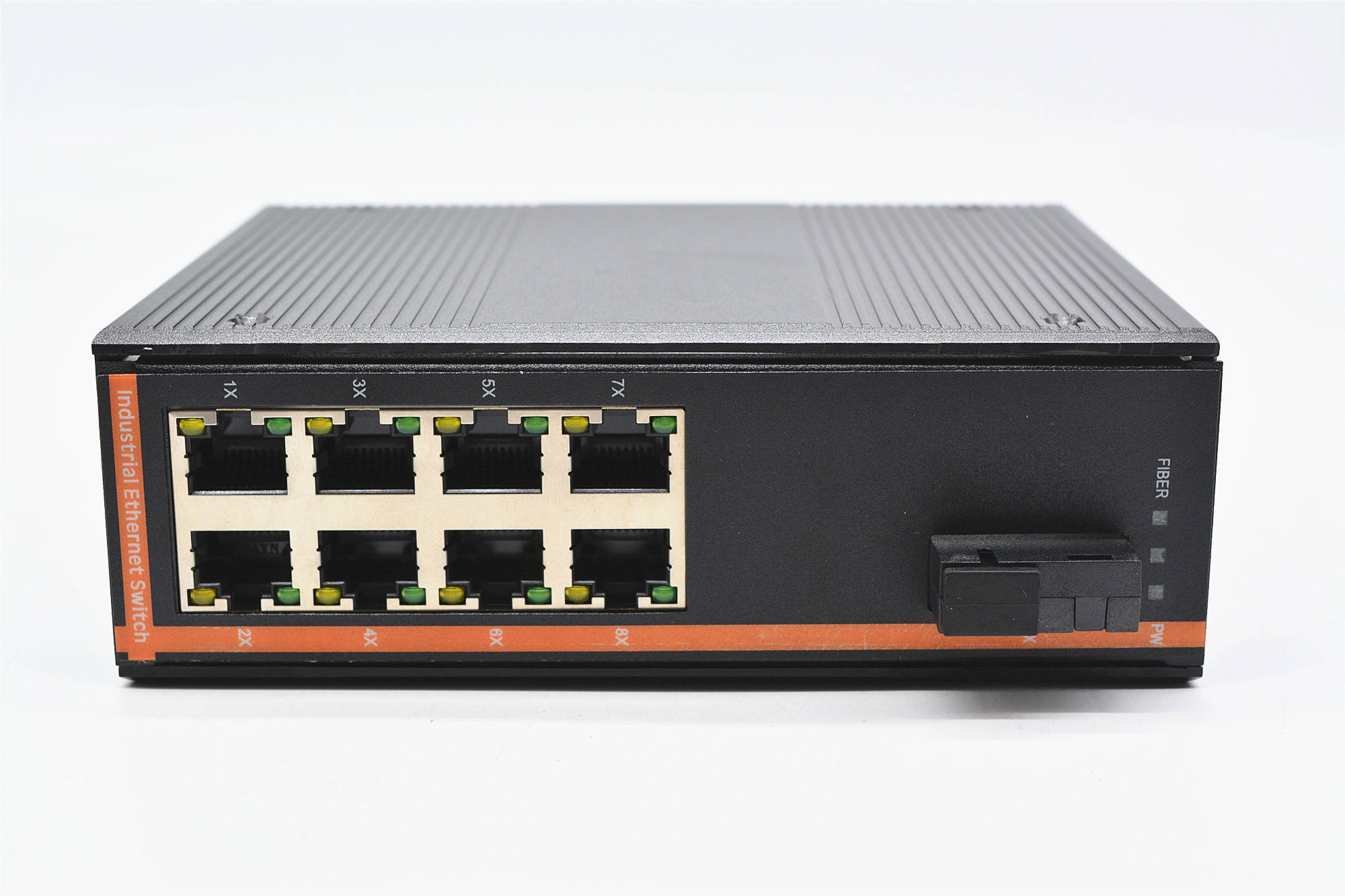 8口百兆非网管工业级导轨式光纤收发器百兆1光8电工业级光纤收发器