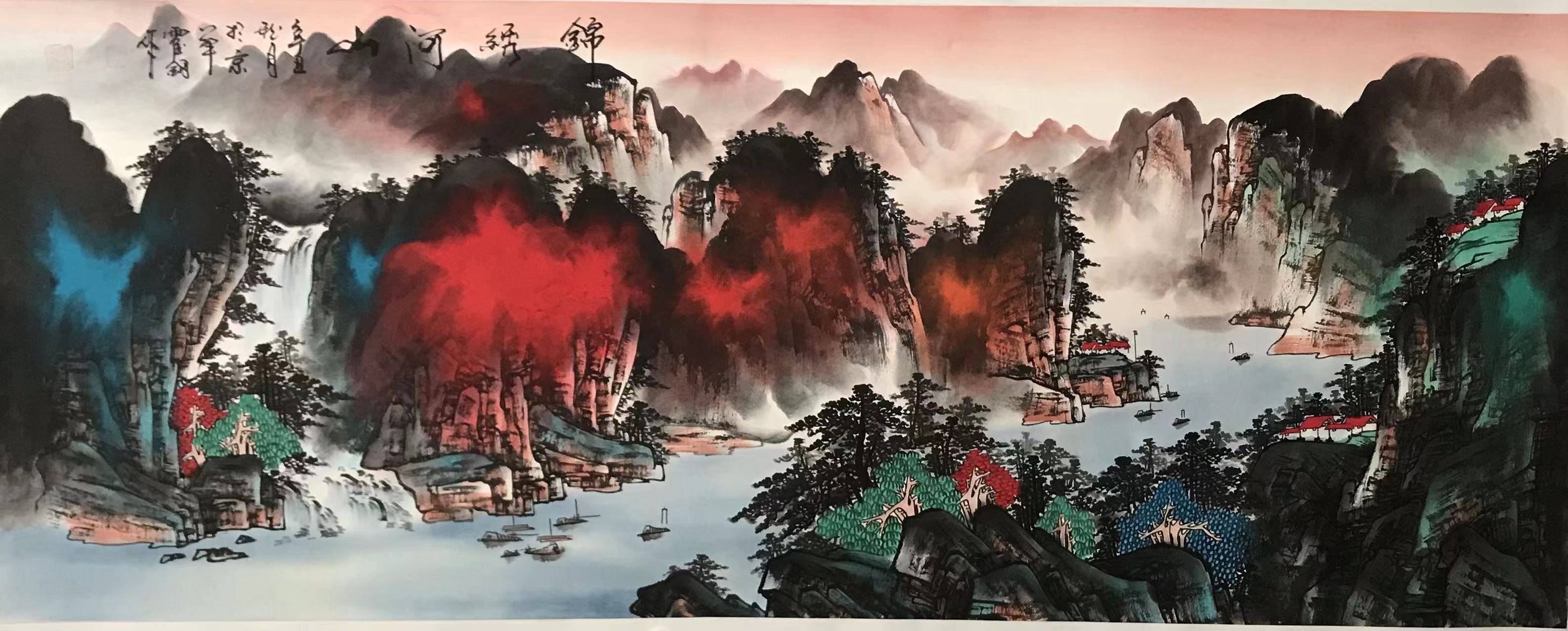 著名画家霍钢用艺术绘制长城雄姿_中国_国画_河北省清苑县